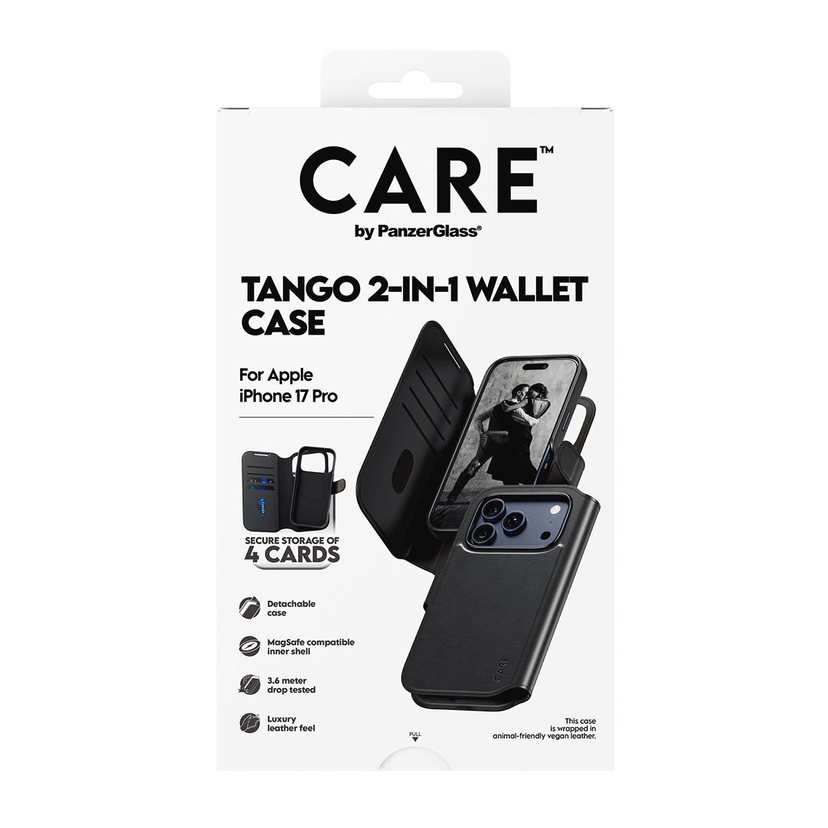 CARE by PanzerGlass Handyhülle »Tango 2-in-1 Wallet Case für Apple iPhone 17 Pro« Apple iPhone 17 Pro Backcover, Schutzhülle, Handyschutzhülle, Case, Schutzcase, stossfest