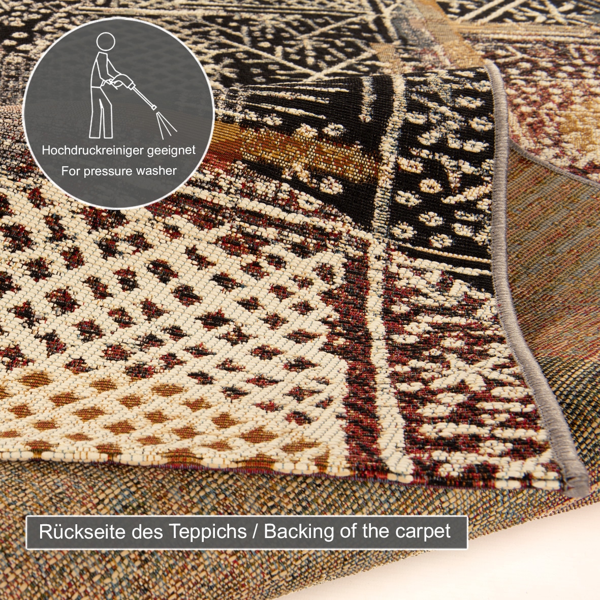 Gino Falcone Teppich »Outdoor-Africa 36« rechteckig 5 mm Höhe Flachgewebe, In- und Outdoor geeignet, Wohnzimmer