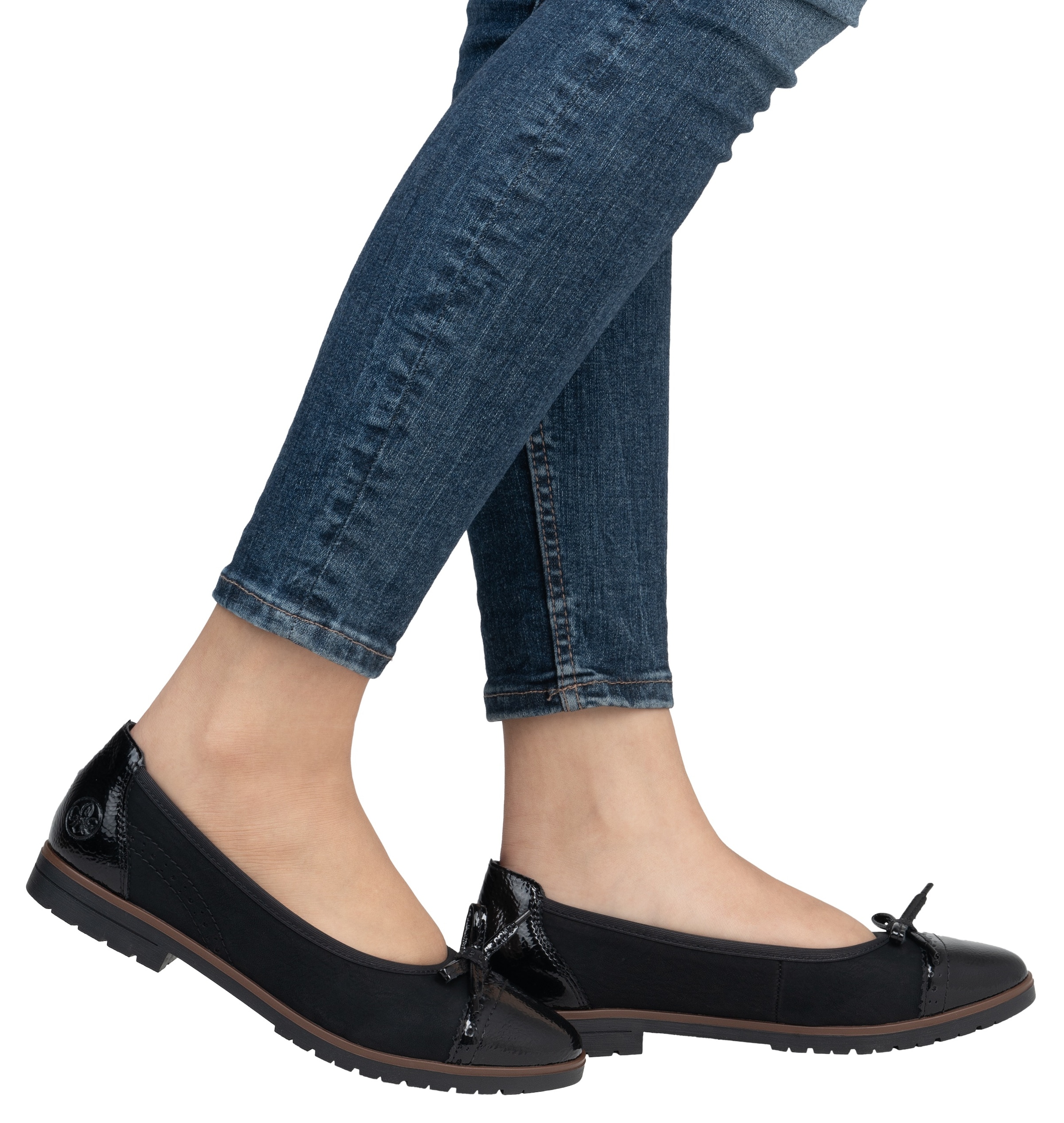 Rieker Ballerine  , Loafer, Schlupfschuh, Flats, Slipper, Businessschuh mit Schleifchen