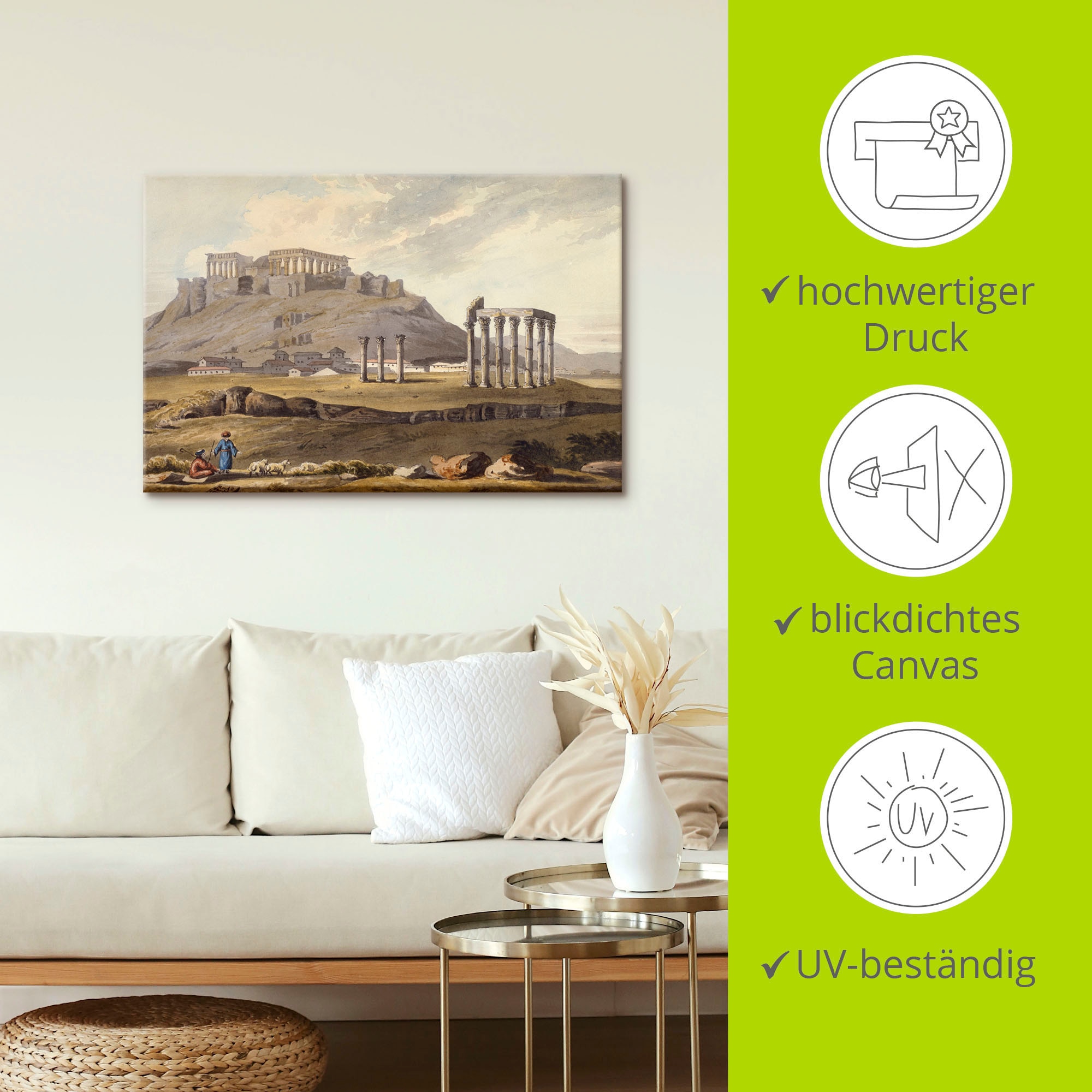 Artland Leinwandbild »Der Tempel des olympischen Zeus« Gebäude 1 Stk. tlg. auf Holzrahmen gespannt