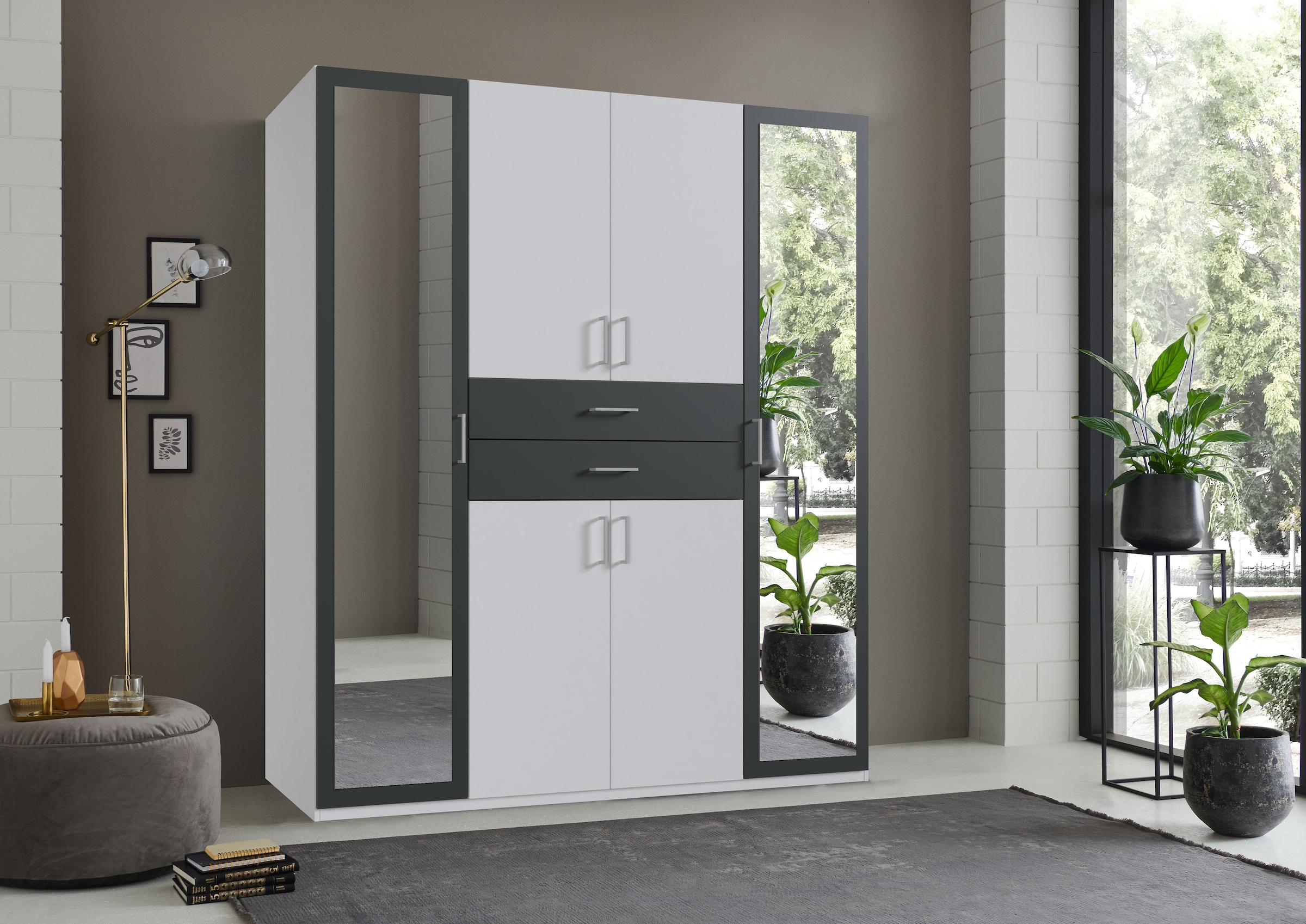 Wimex Kleiderschrank »Diver Drehtürenschrank mit Spiegel, 180, 225 o. 270cm breit« Bestseller Schlafzimmerschrank wahlweise 3 Innenausstattungen