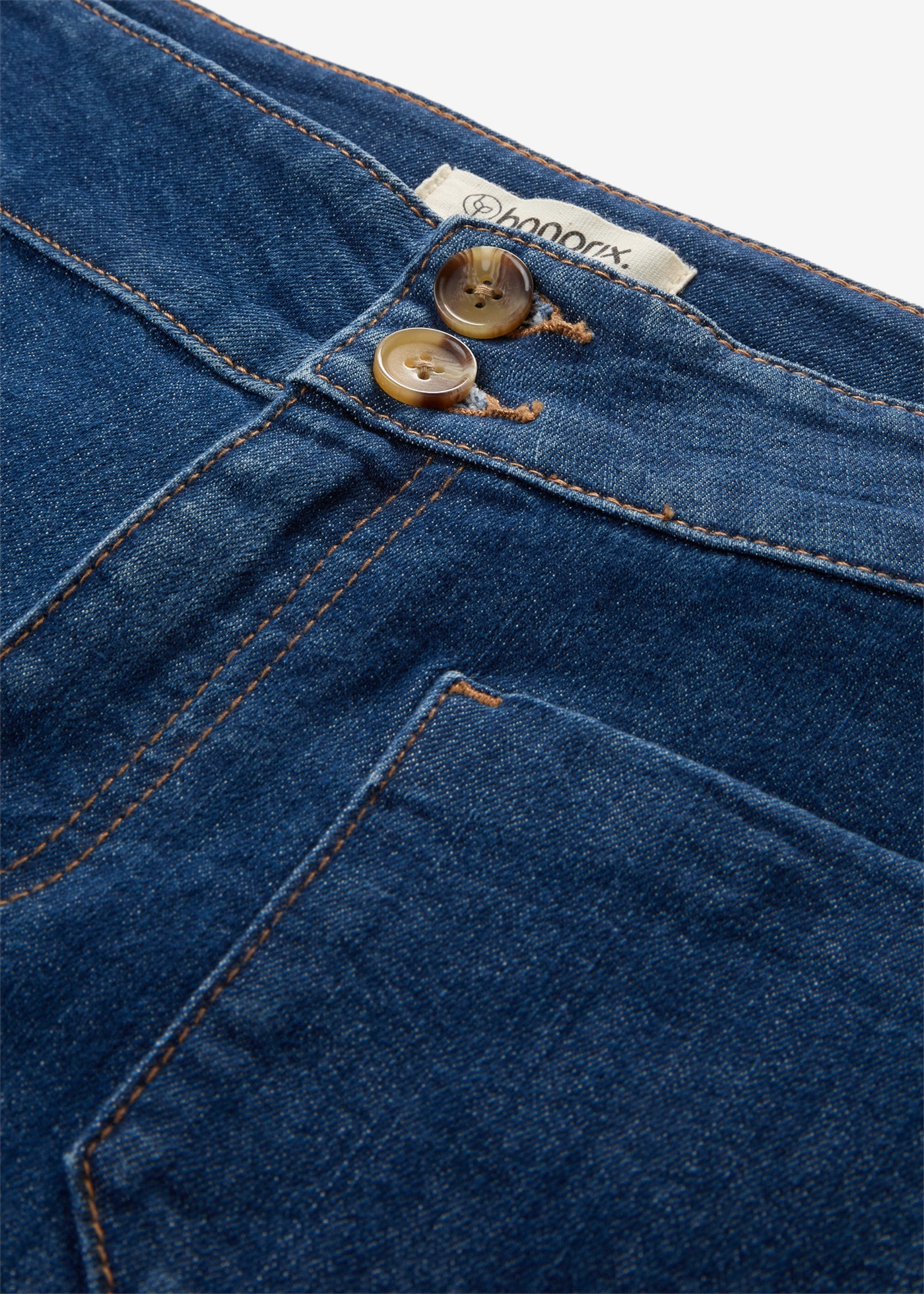 bonprix Jeans à pattes d'eph avec taille mi-haute, coupe régulière, forme évasée, aspect usé