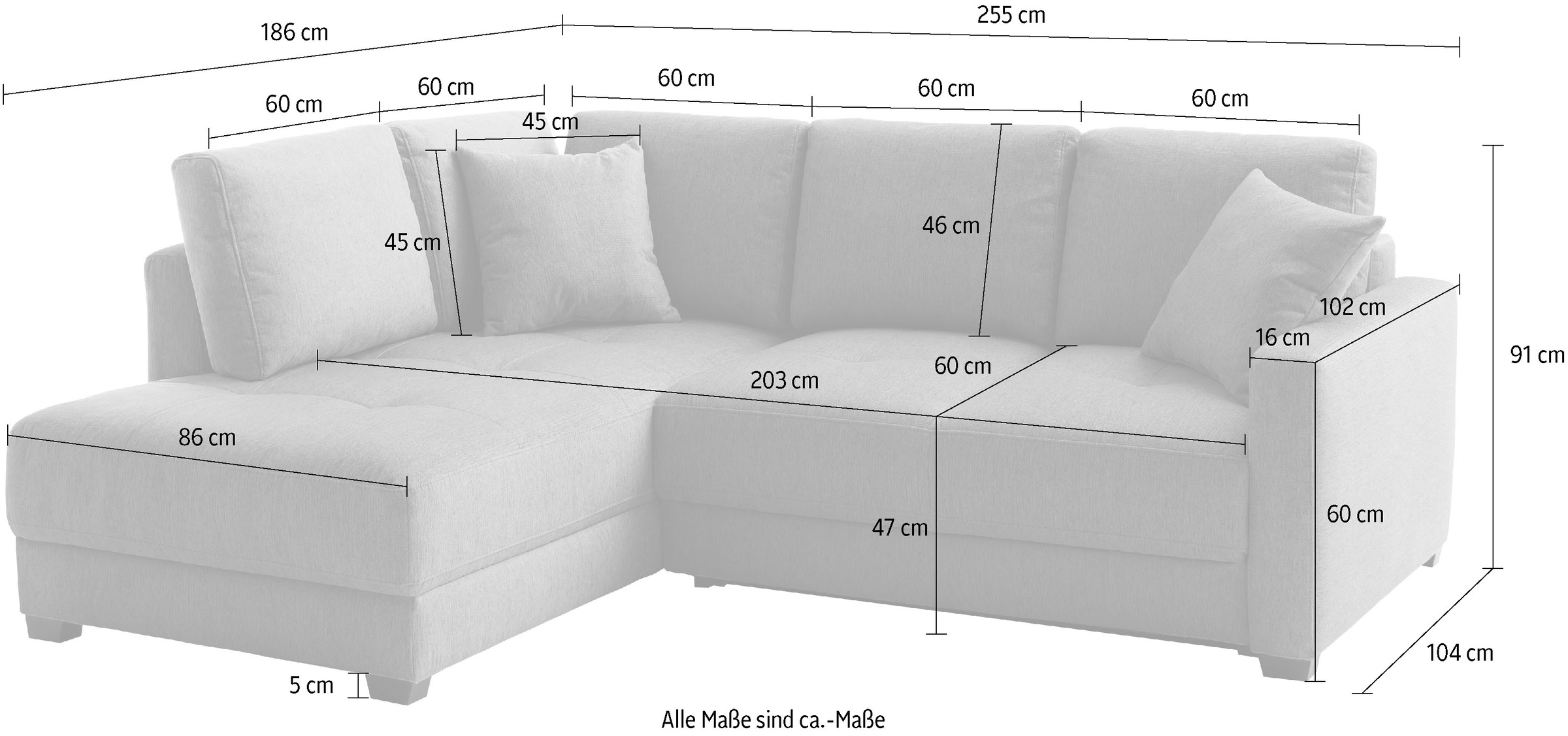 Mr. Couch Canapé d'angle »Pierre, L-Form mit Taschenfederkern« mit DuraSpring-Taschenfederkern bis 140 kg belastbar