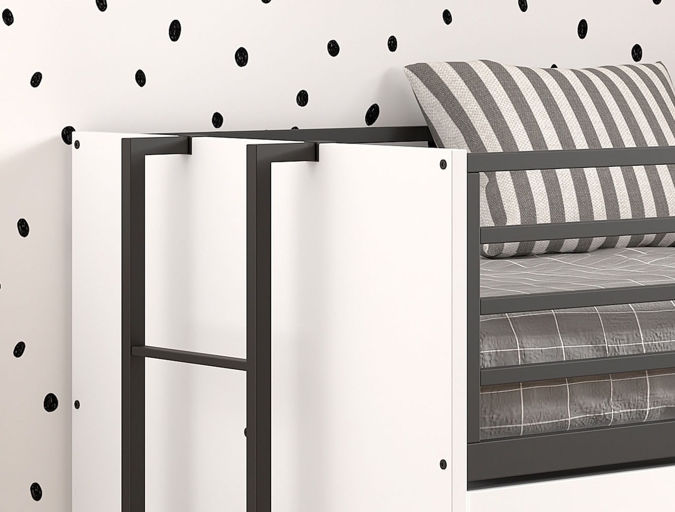 Vipack Lit superposé »praktisches Etagenbett mit viel Funktion, 2 Dekore zur Wahl« L/H/P env. 219x114x98 cm, échelle métal et protection anti-chute noire,  pour petits espaces, 2 surfaces de couchage, tiroir-lit, incl. bureau