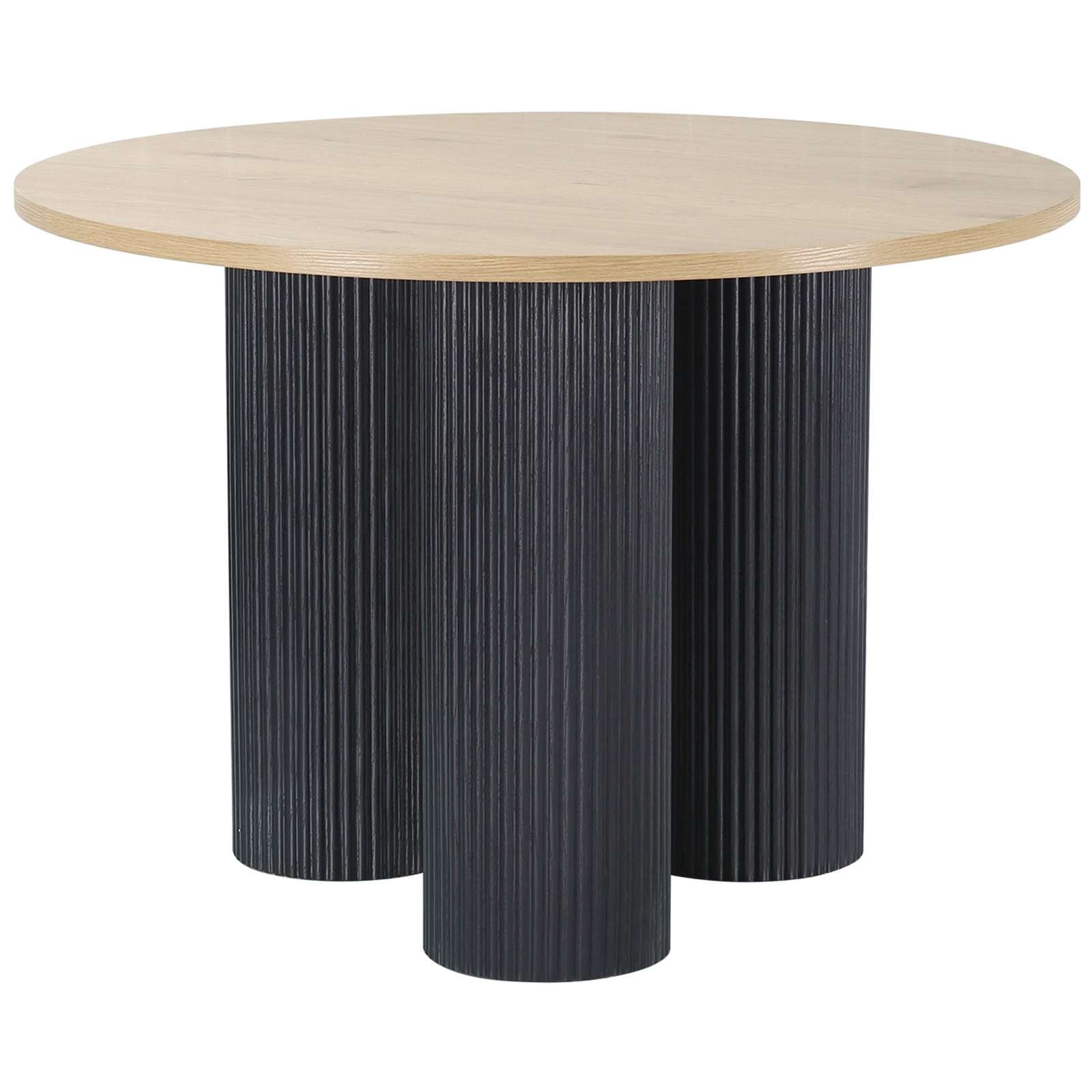 GOODproduct Table de salle à manger »Mandan« rund, 110x110 cm, 25 cm runde Beine mit Rillenstruktur, Höhe 76 cm