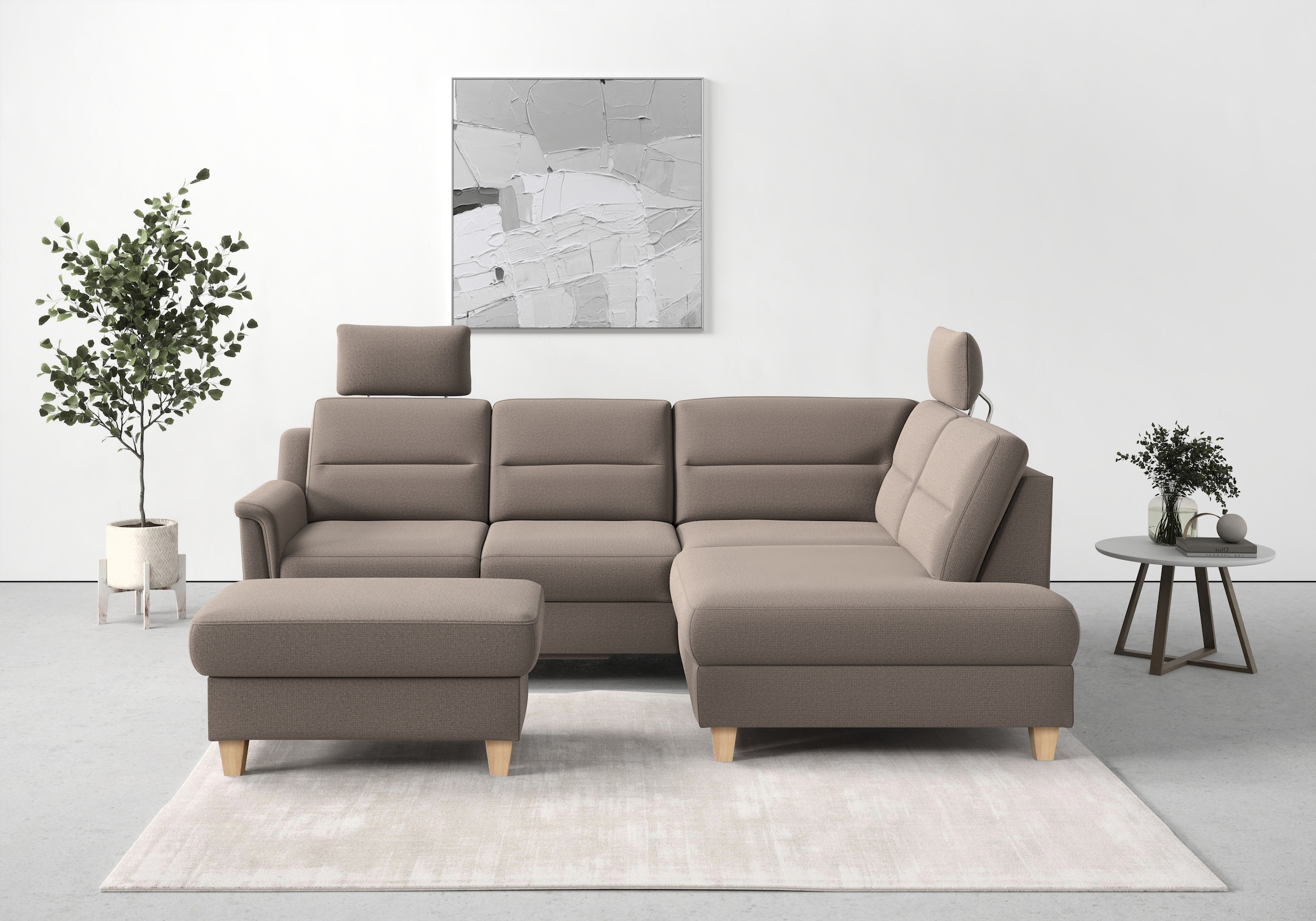 sit&more Stauraumhocker »Farö« mit Stauraum und Federkern und naturfarbenen Füssen