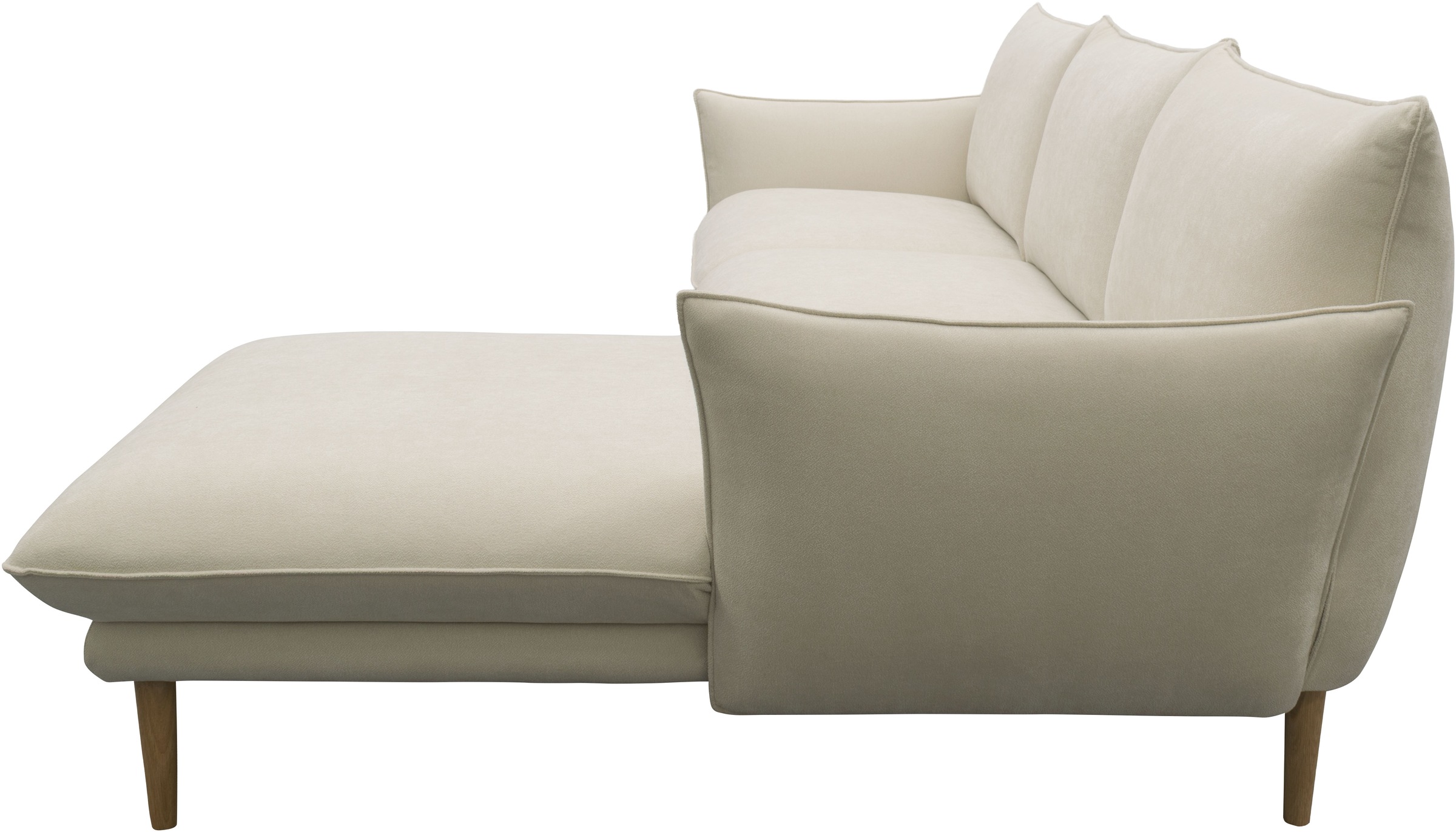 DOMO collection Canapé d'angle »Leuven modern mit schmalen Armlehnen, Breite 282 cm, L-Form« angenehm feste Polsterung, bodenfrei, 19 cm hohe Holzfüsse