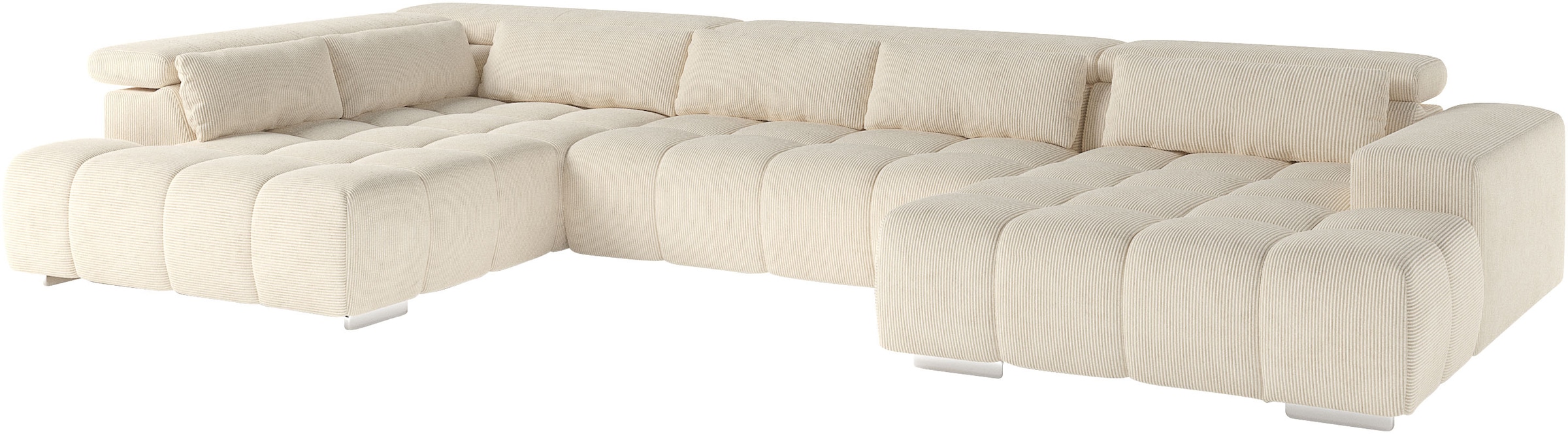 COTTA Paysage de salon »Orion U-Form, B: 409 cm« mit Kopfteilverstellung & 6 Nierenkissen