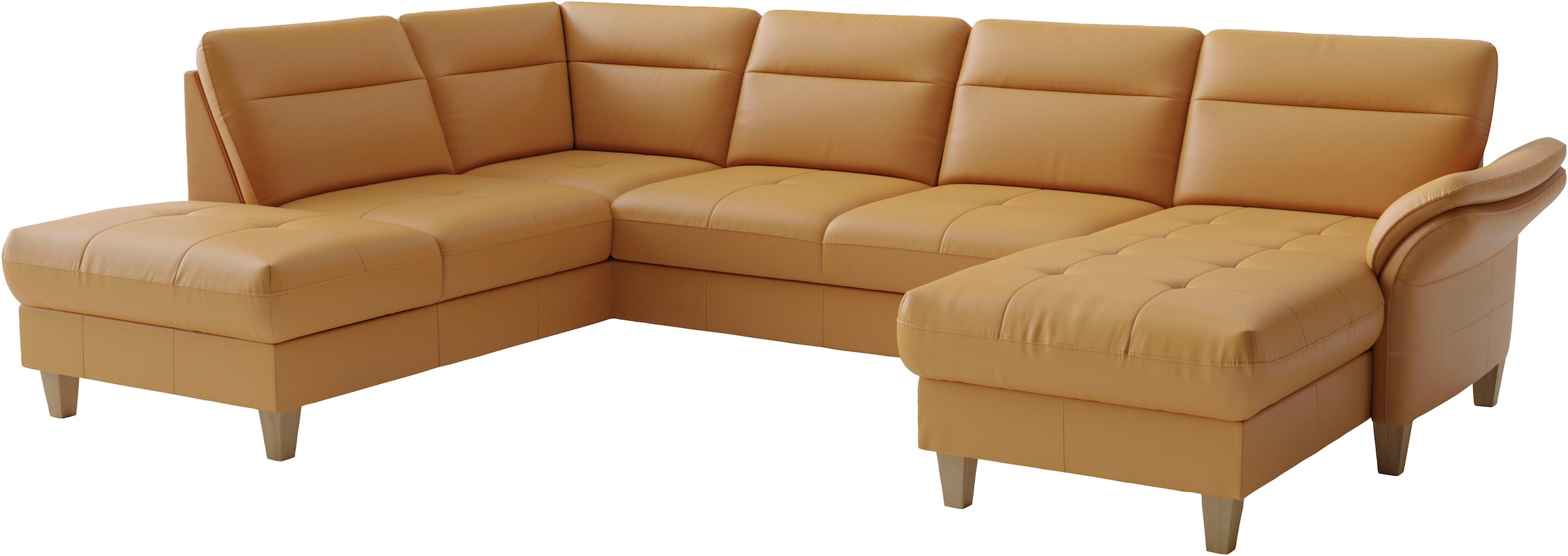 sit&more Wohnlandschaft »Pamela U-Form, B: 292 cm, optional Schlaffunktion & Bettkasten, Leder« wahlweise mit Armteilverstellung, Sofa mit Federkern, Sitzhöhe: 48 cm