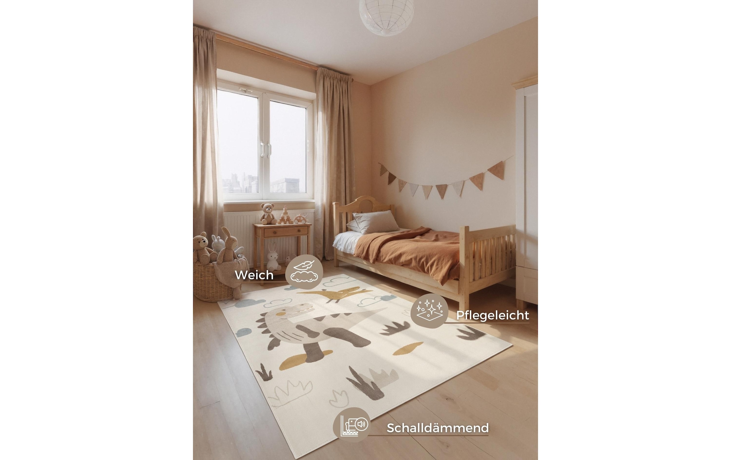 HANSE Home Tapis pour enfants »Dino« Rectangulaire 10 mm Höhe Pflegeleicht, Weich, Kinderzimmer, Spielteppich, Spielunterlage