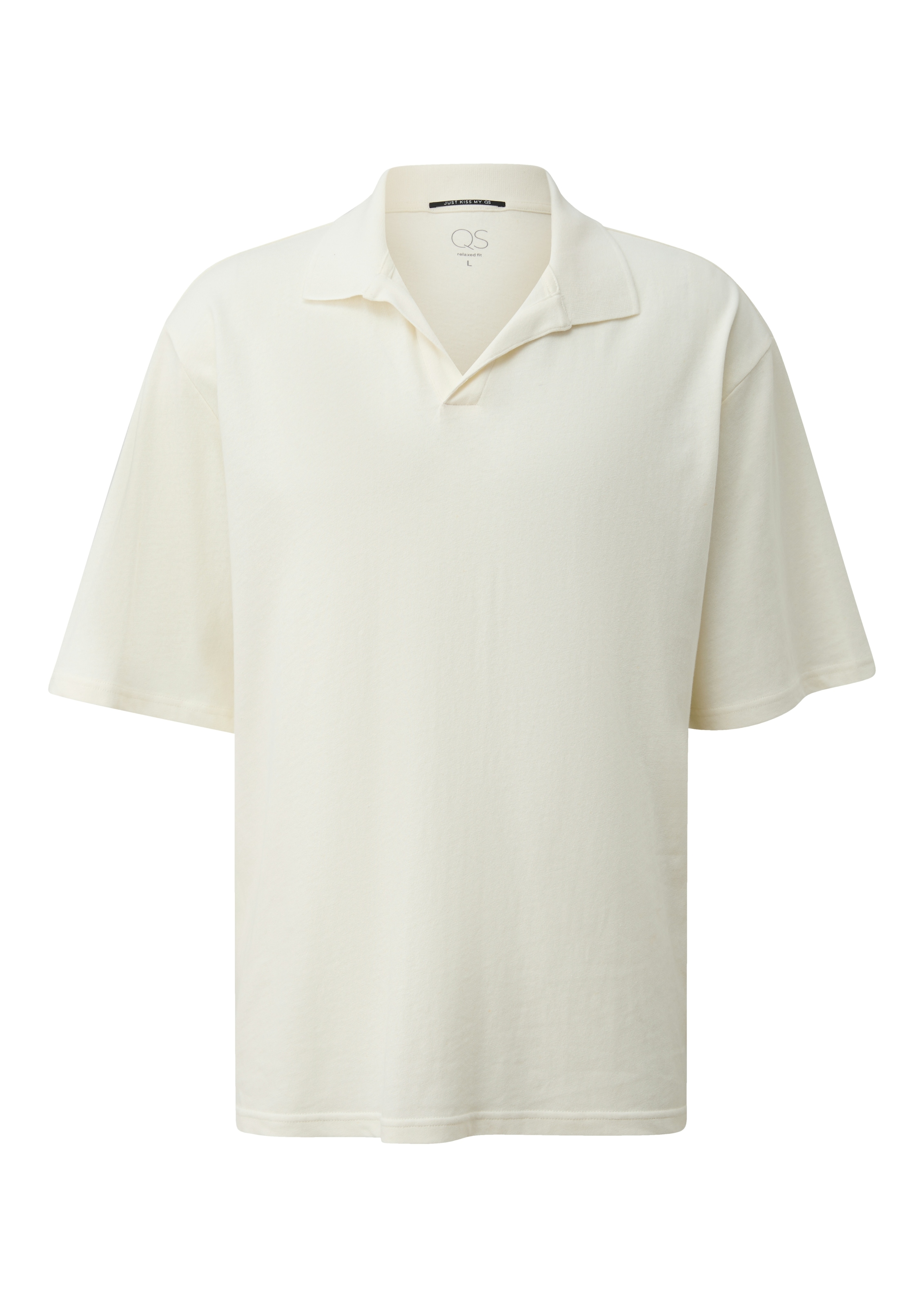 QS Kurzarmshirt Sommer-Poloshirt mit Leinen