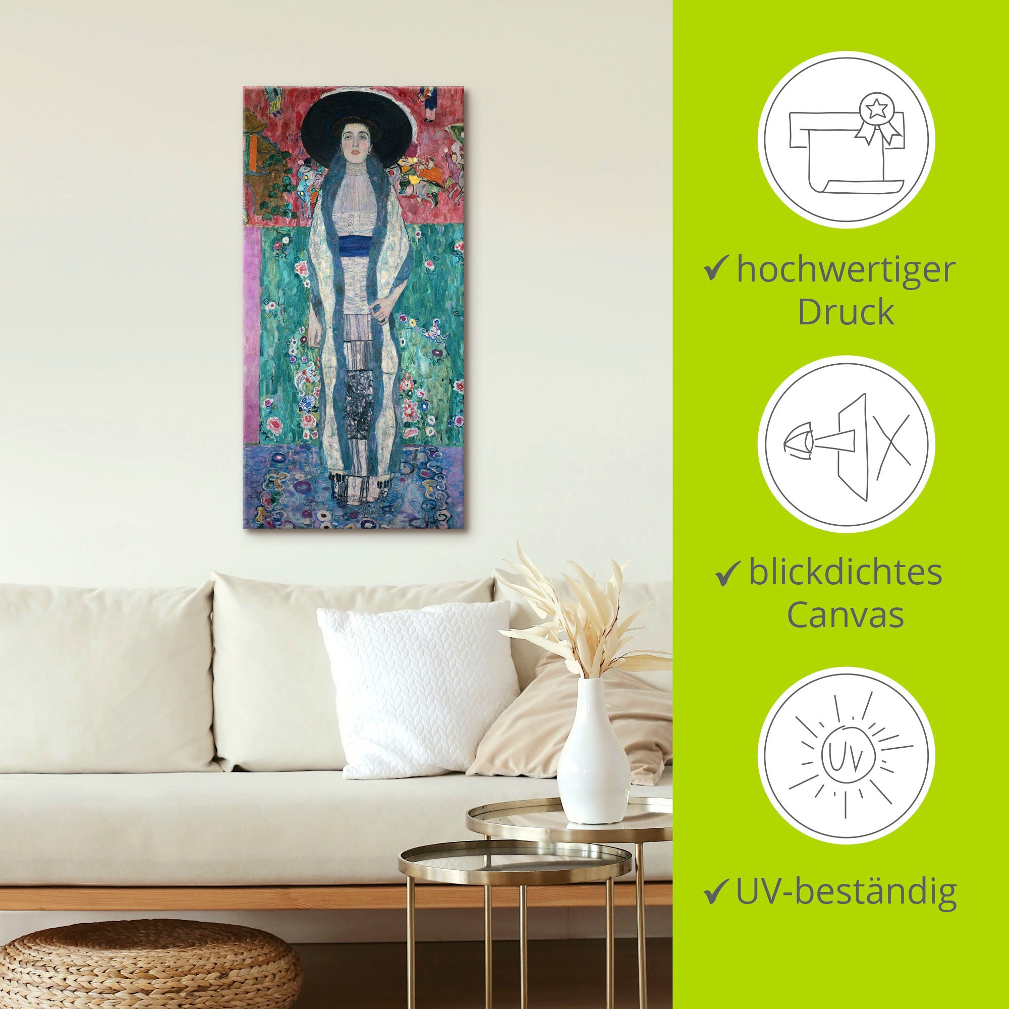 Artland Leinwandbild »Bildnis Adele Bloch-Bauer II. 1912« Frau 1 Stk. tlg. auf Holzrahmen gespannt