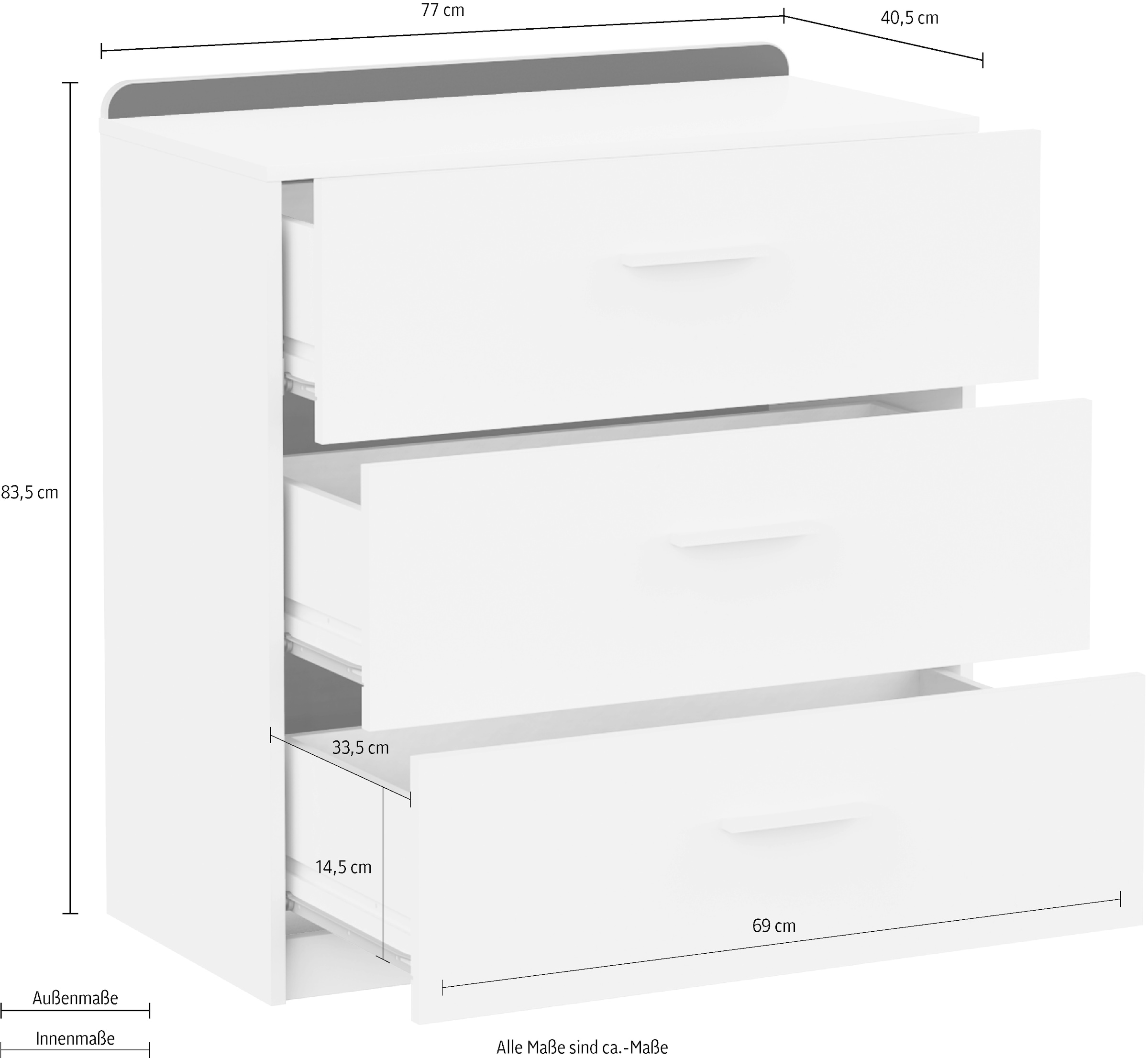 Demeyere GROUP Commode »REVERSO Kommode mit 3 Schubladen« Commode avec espace de rangement pour toutes sortes d'objets