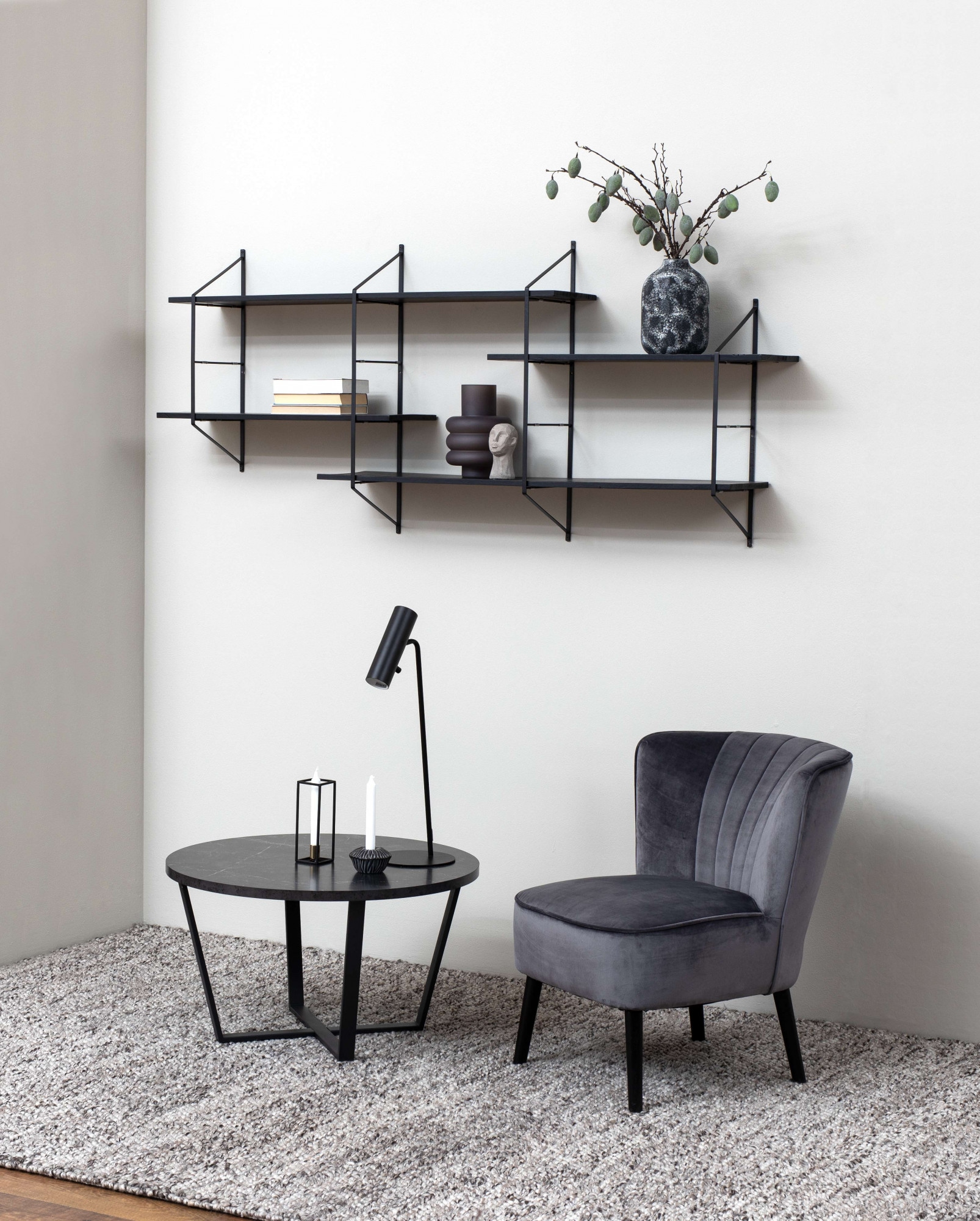 ACTONA GROUP Table basse »Amble« 1 cuis tlg. table basse, table à café, table d'appoint, noire, motif marbre, ronde