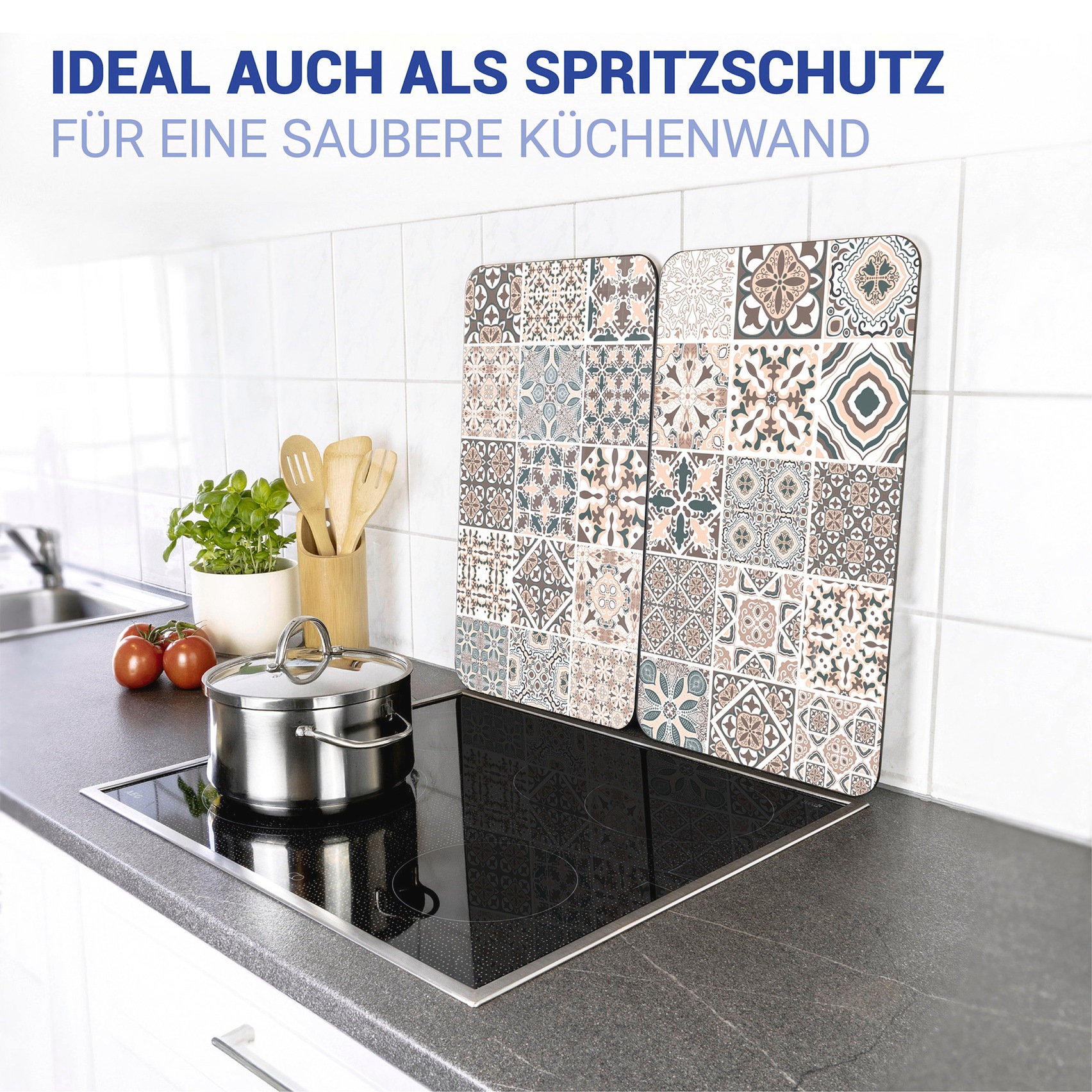WENKO Herd-Abdeckplatte »Universal Modell Kachel« Herdabdeckung für alle Herdarten, kratzfest, mit rutschfesten Füssen