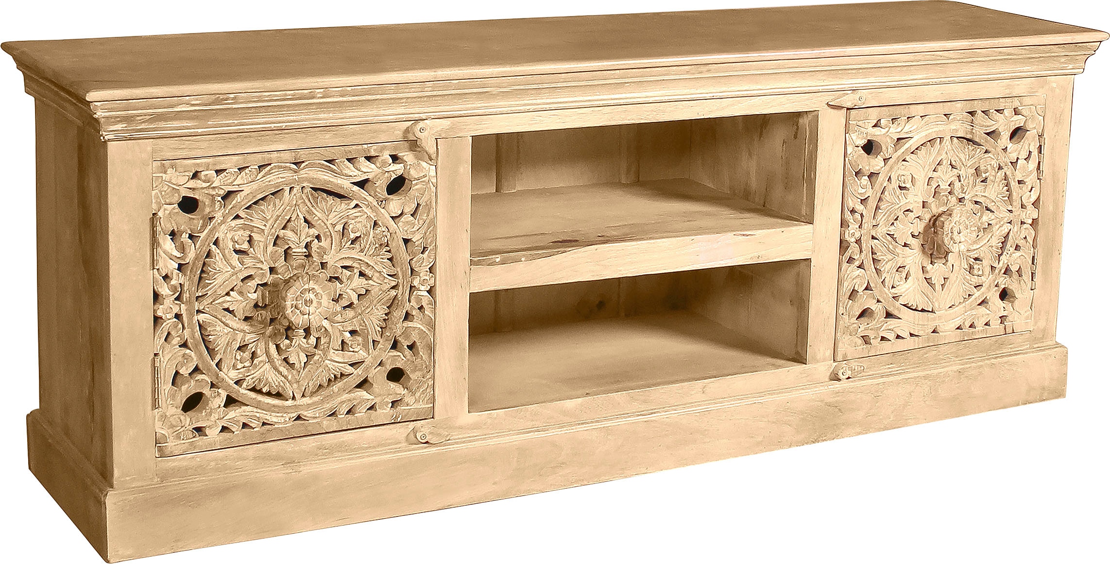SIT Lowboard »Dmanisi aus Mangoholz mit 2 Türen und 2 offenen Fächern« TV-Lowboard mit 2 Kabellöchern und aufwändigen Schnitzereien