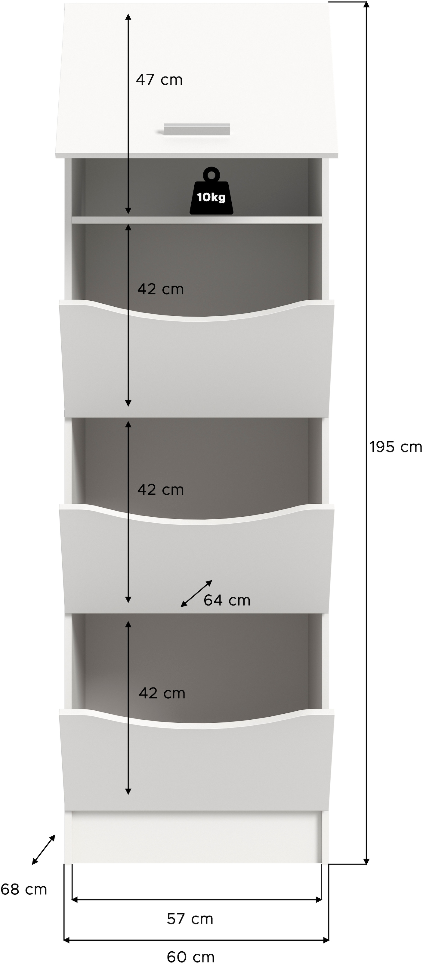 welltime Armoire à linge »FALAS, TOPSELLER!, Höhe 195 cm, 4 Klappen, Wäscheorganizer« in verschiedenen Farben erhältlich, 1 cuis tlg. Universalschrank, Mehrzweckschrank, Badezimmer, Hauswirtschaftsschrank