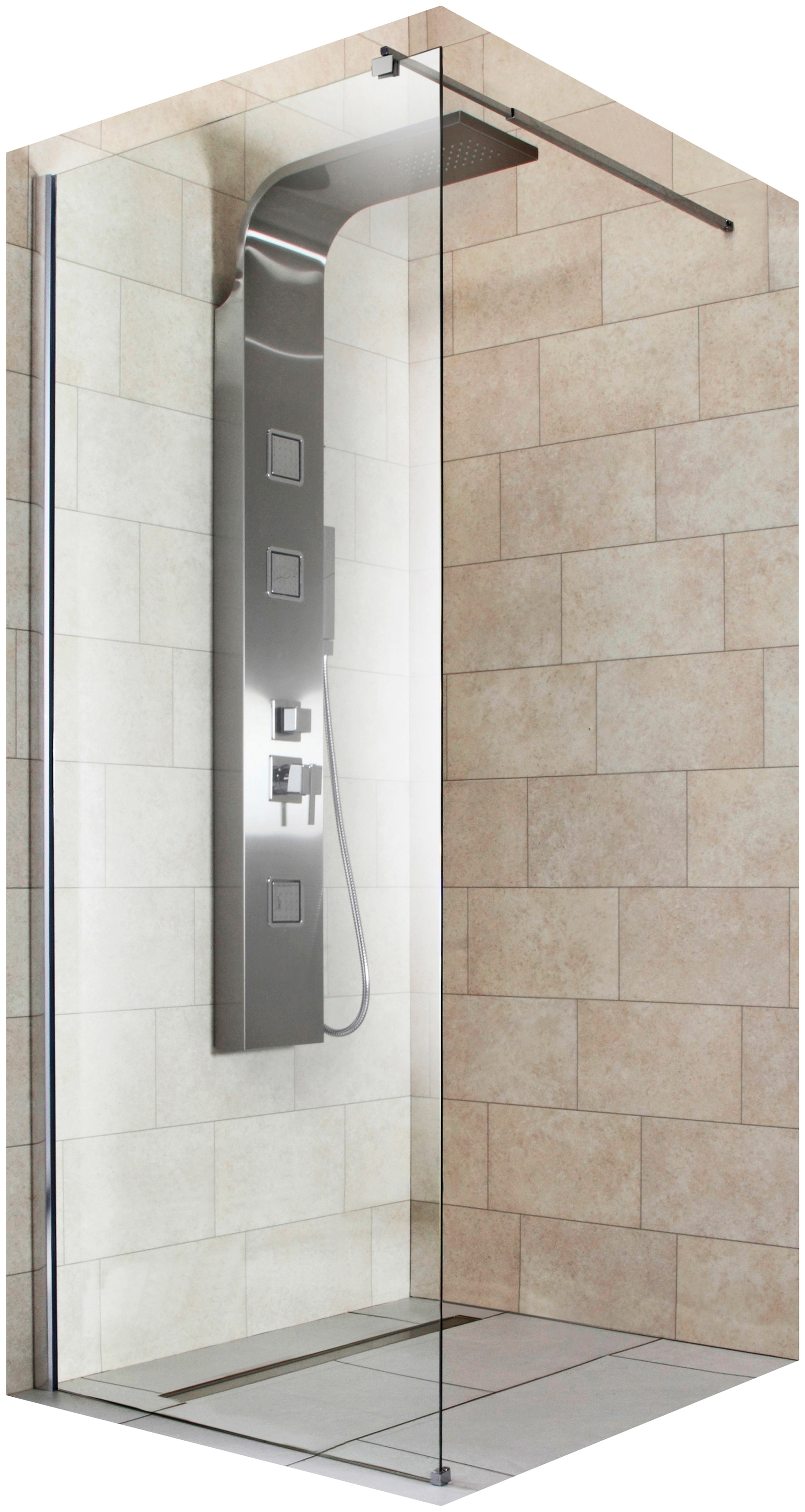 welltime Walk-in-Dusche »Tropea light« Inklusive verstellbarem Wandarm