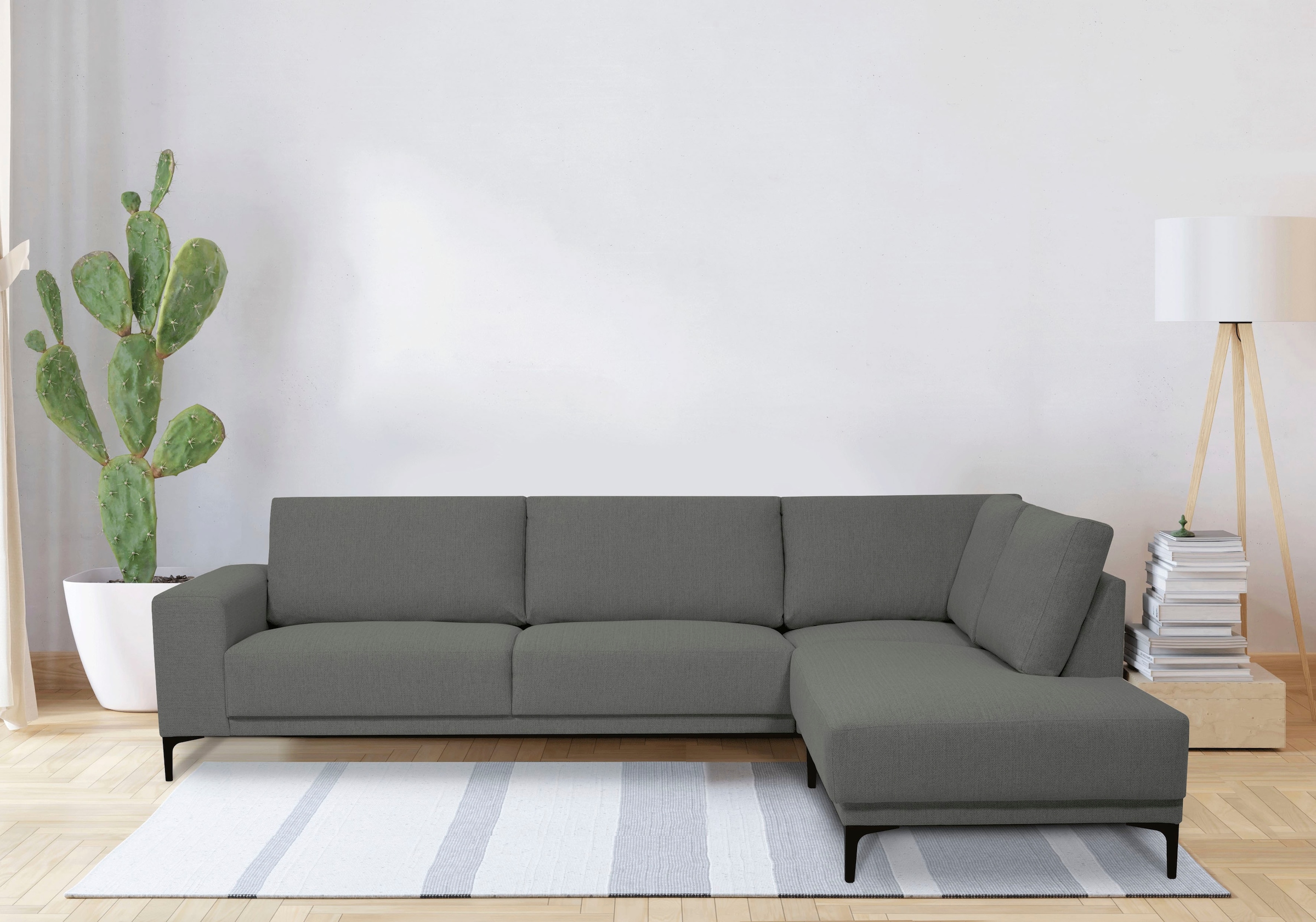 GOODproduct Ecksofa »Xander, L-Form« Breite 289 cm, Webstoff, Soft-Touch Chenille, schwarze Metallfüsse