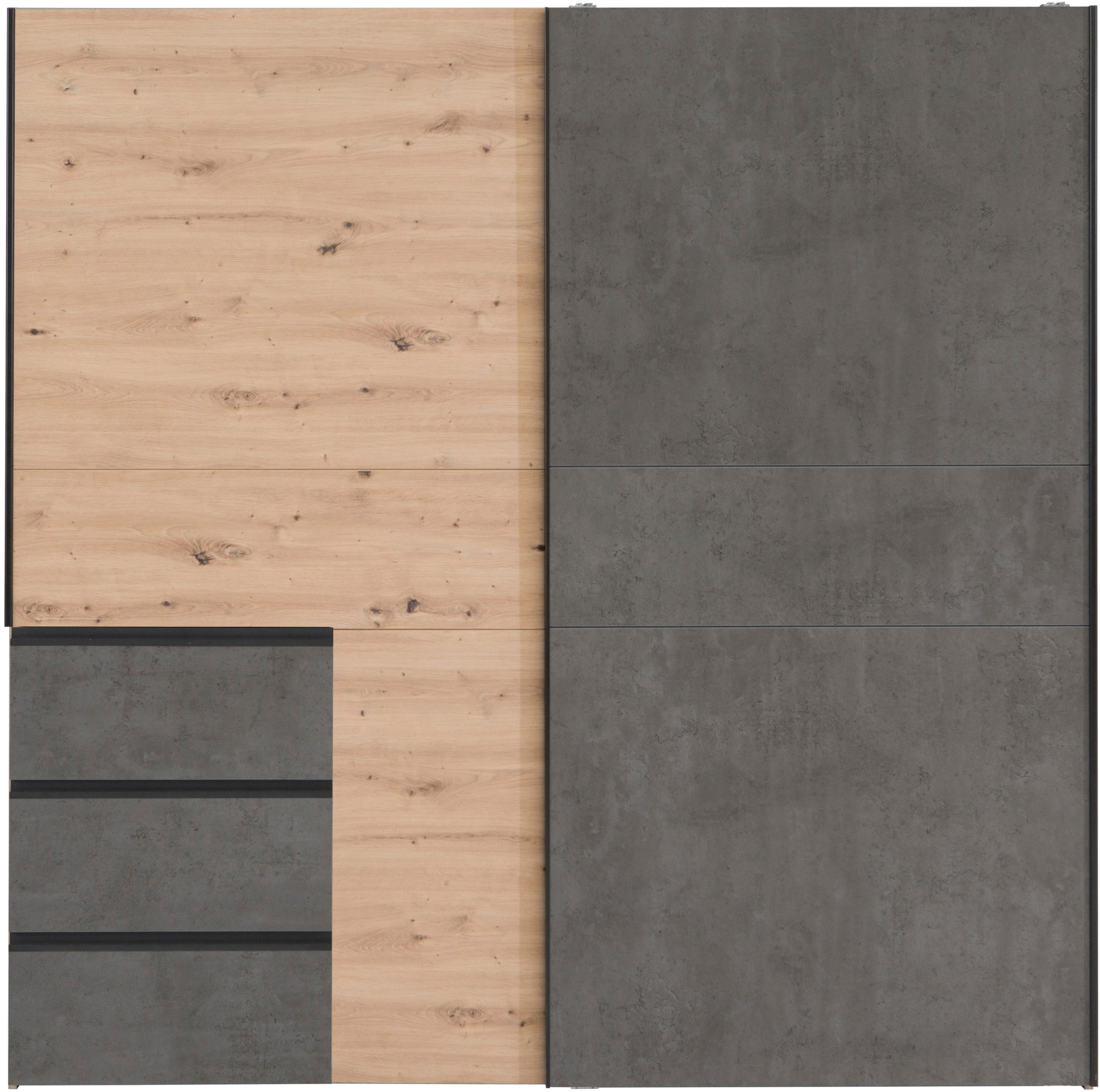 FORTE Schwebetürenschrank »Winn, Schiebetürenschrank mit 3 Schubladen, Made in Europe« In 2 Grössen erhältlich - B/H/T ca. 170x200,5x61cm und 200x200,5x61cm,  verschiedene Grössen und Farben, sehr viel Stauraum