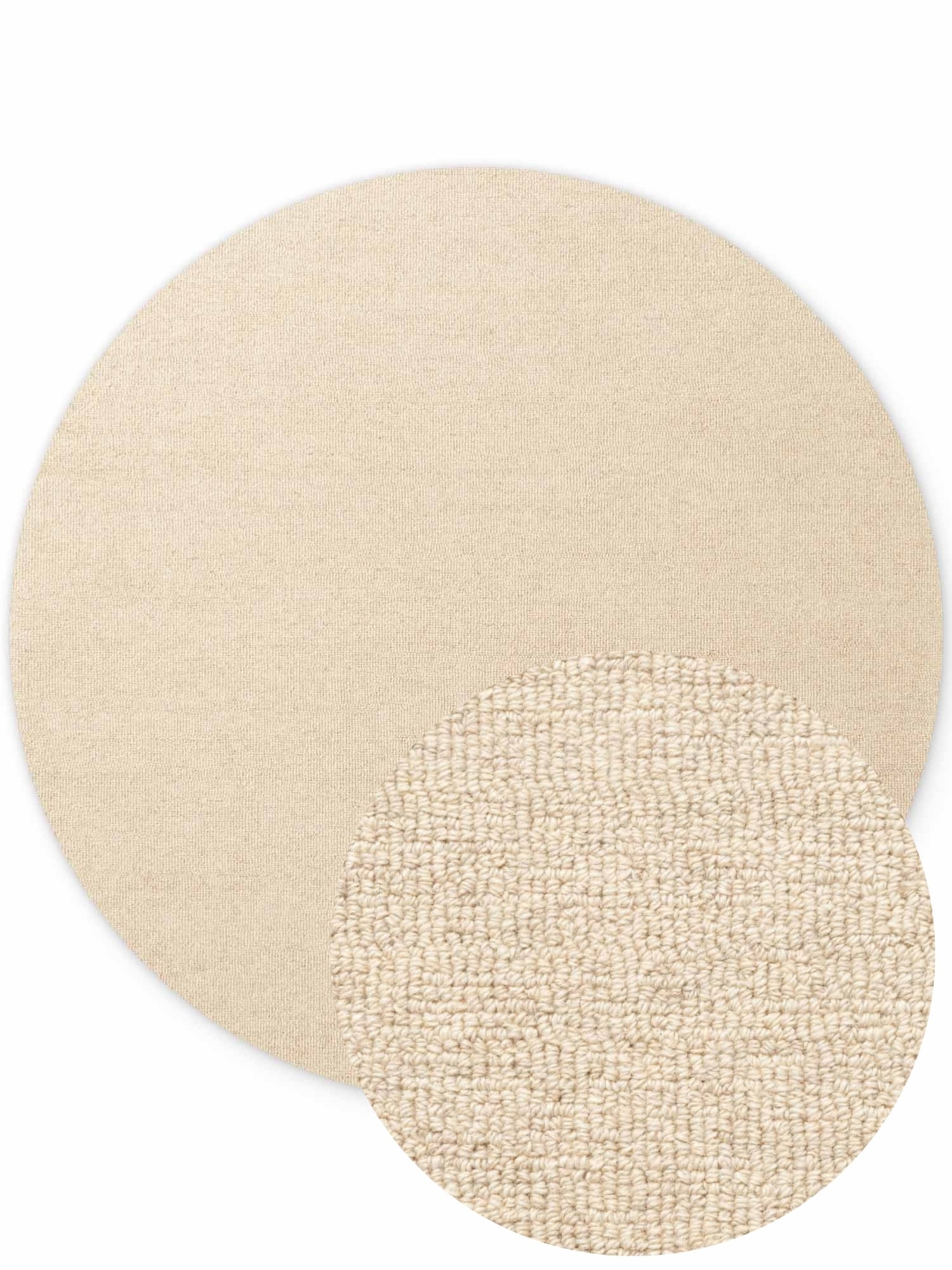ELLE DECORATION Wollteppich »Knots« rund 13 mm Höhe Handtuft, Wolle, Rund, Feines Bouclé, Wohnzimmer, Schlafzimmer, Natur