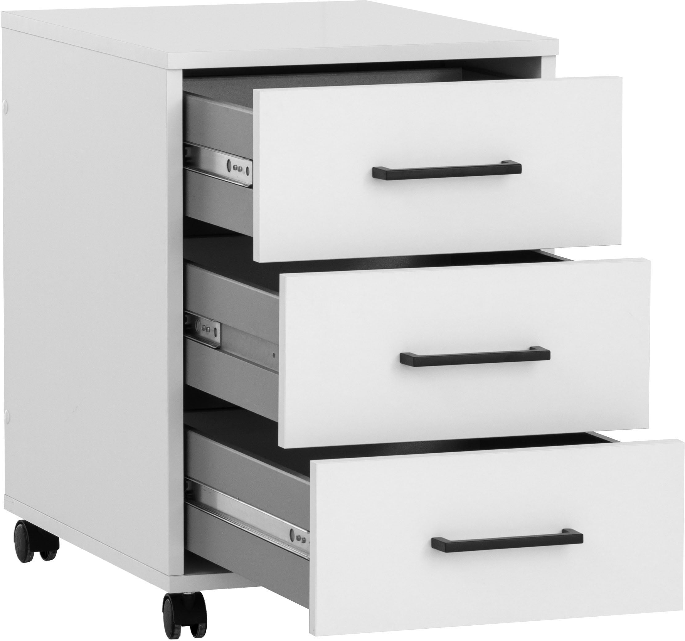 welltime Rollcontainer »Ruby, Breite 40 cm« Mit Stifteinsatz, Metallbeschläge, feststellbare Möbelrollen