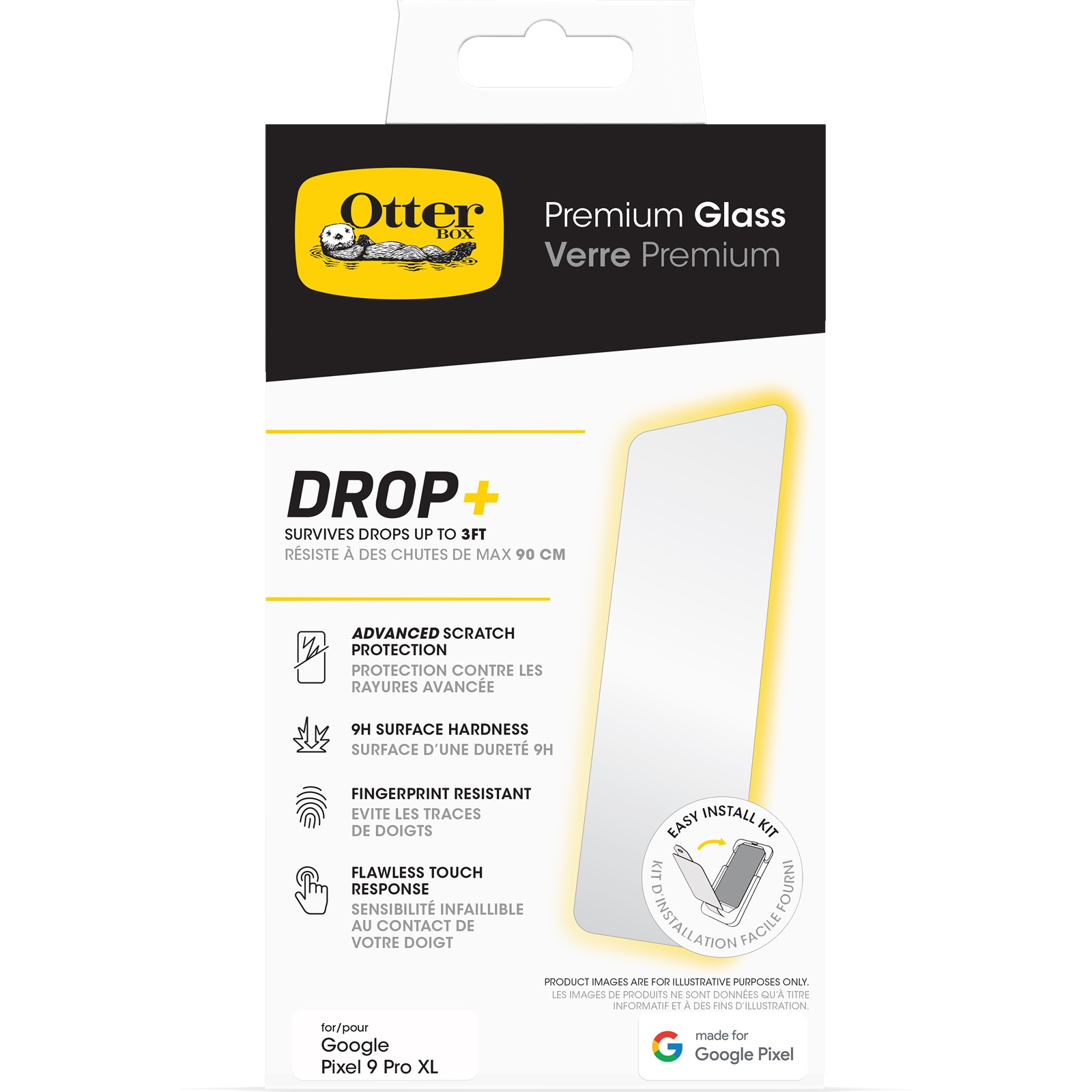 Otterbox Displayschutzglas »Premium Glass« für Google Pixel 9 Pro XL Displayschutzfolie, Schutzfolie, Bildschirmschutz, kratz- & stossfest