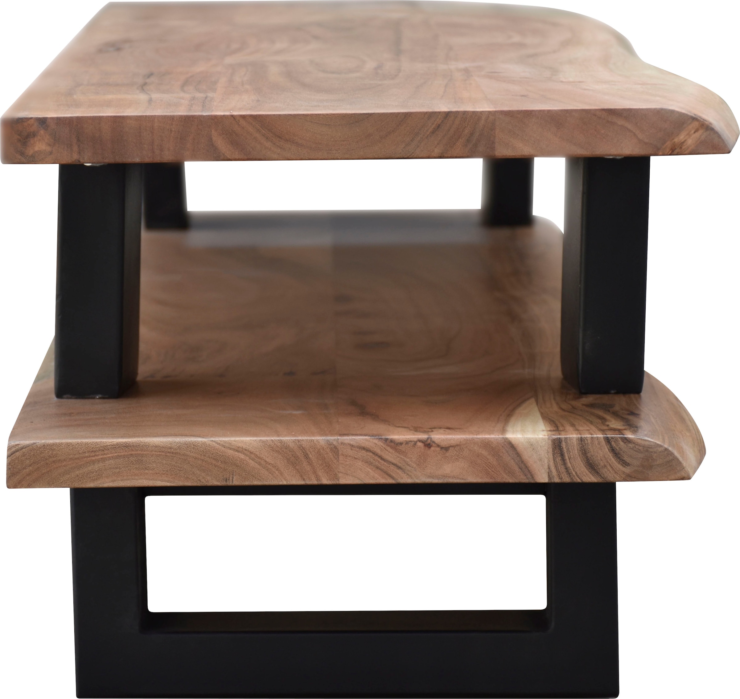 SIT Table basse »Zürich aus Akazie mit Baumkante & Metallgestell – Unikat« acacia massif avec bord naturel comme sur l'arbre et compartiment ouvert