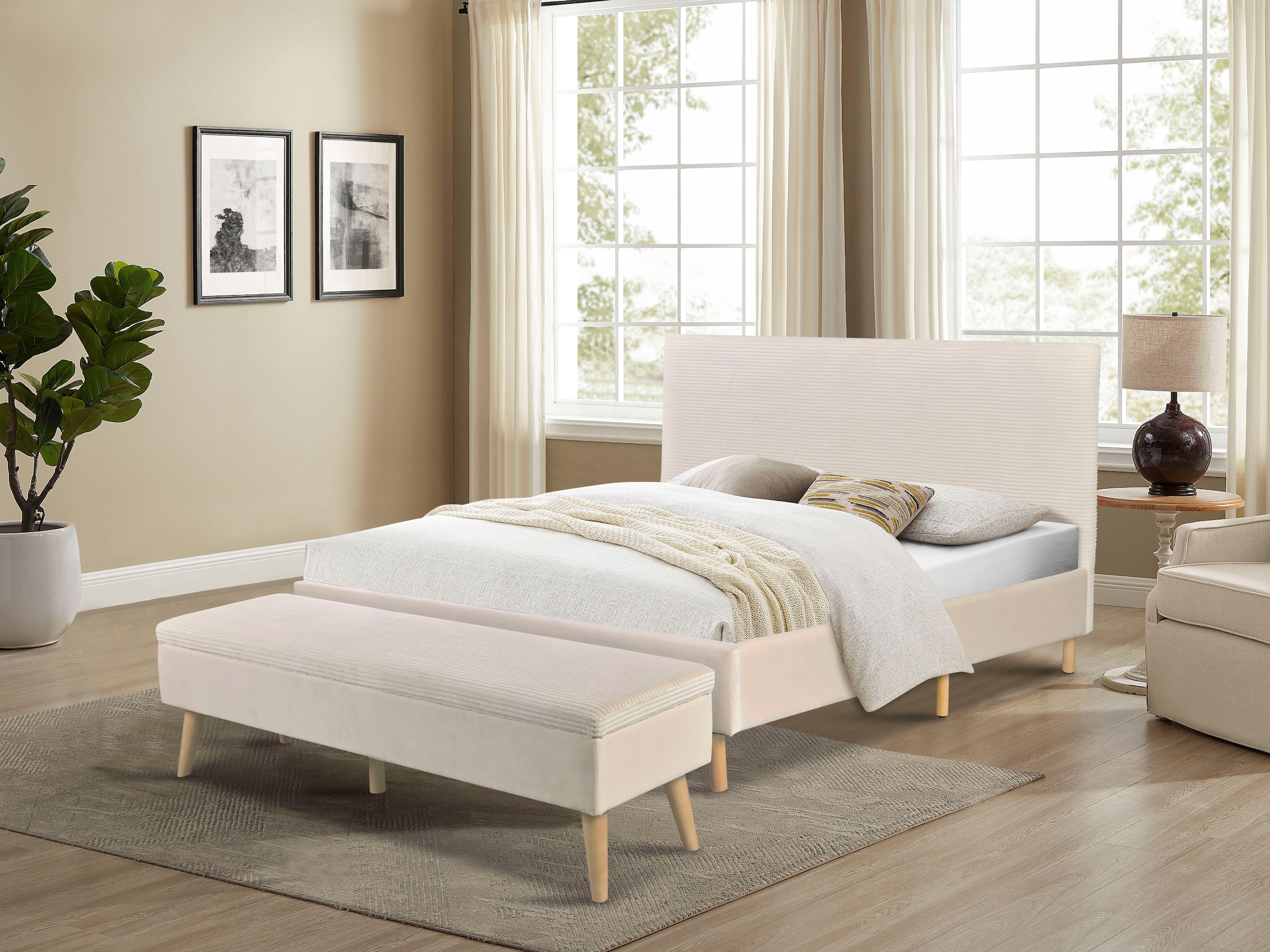 Home affaire Polsterbett »Armandine inkl. Lattenrost« Kopfteil mit Cordbezug, erhältlich in den Breiten 140cm & 180cm