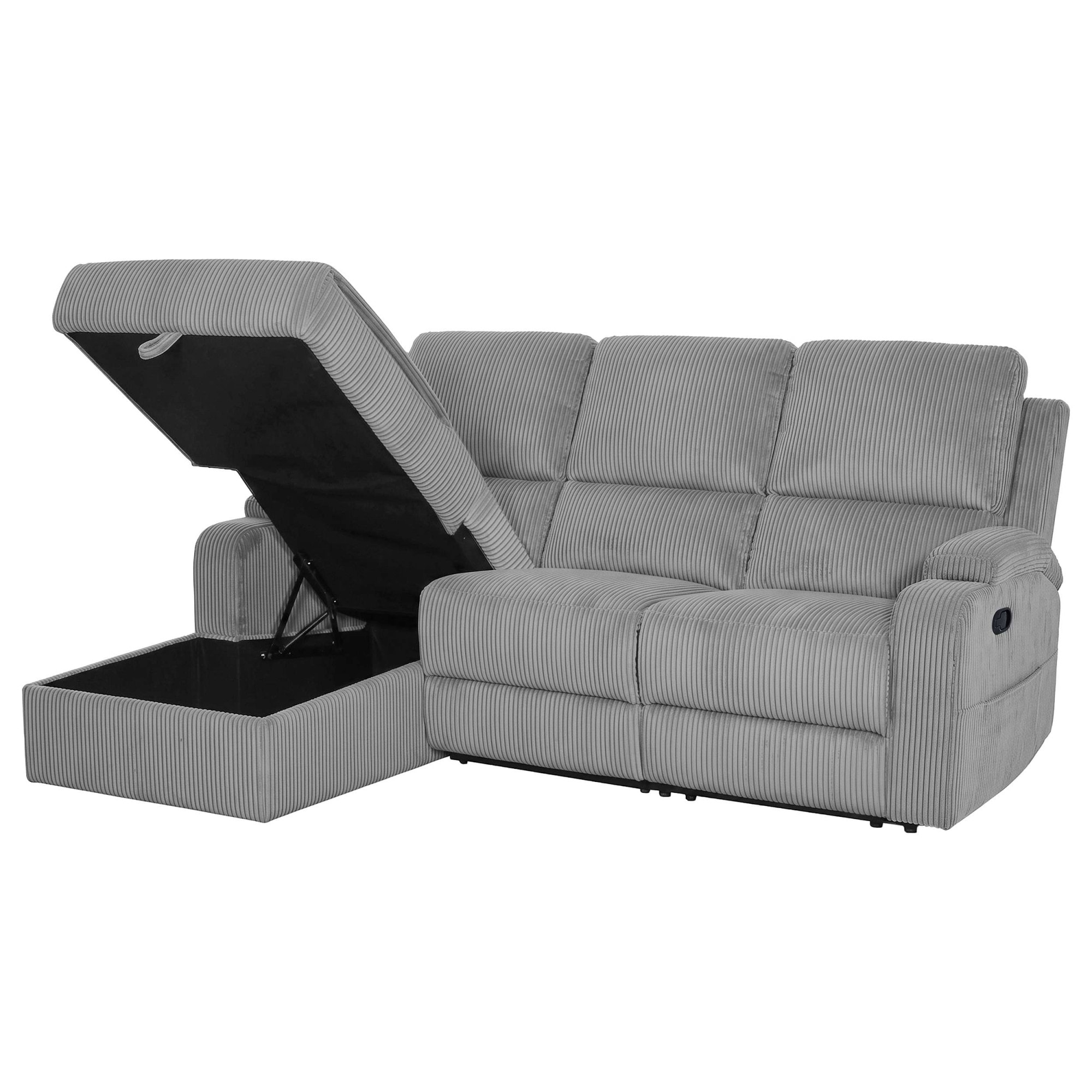 GOODproduct Canapé d'angle »NAPORI Cord, Multimediasofa, L-Form« fonction relax manuelle ou électrique, USB-A pour la version électrique, coffre de rangement