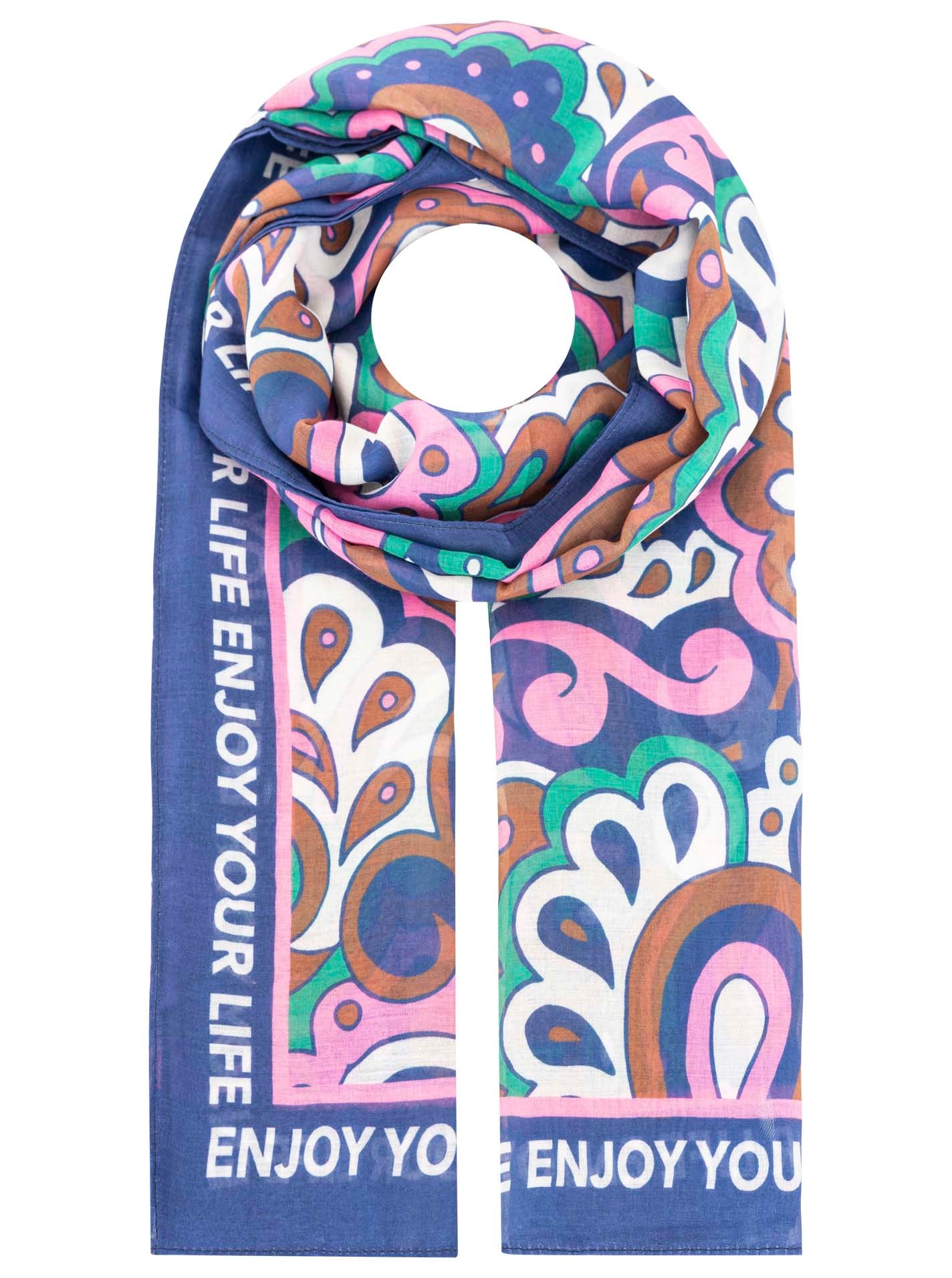 Zwillingsherz Schal »"Flower Paisley"« farbenfroh, transparent, mit Schriftzug