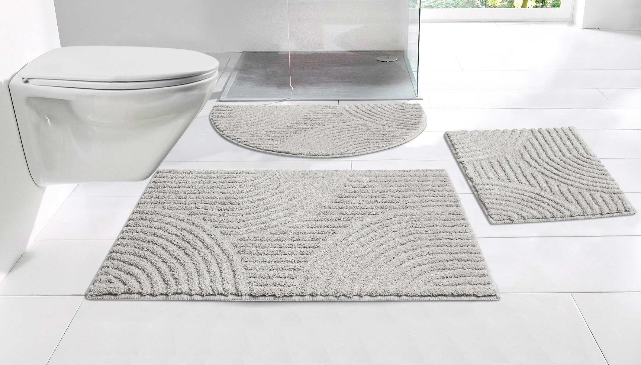 my home Badematte »Ognon, Scandi, Boho, modernes Muster« Höhe 15 mm rutschhemmend beschichtet fussbodenheizungsgeeignet | schnell trocknend | strapazierfähig Badteppich, Uni Farben, Hoch-Tief-Effekt