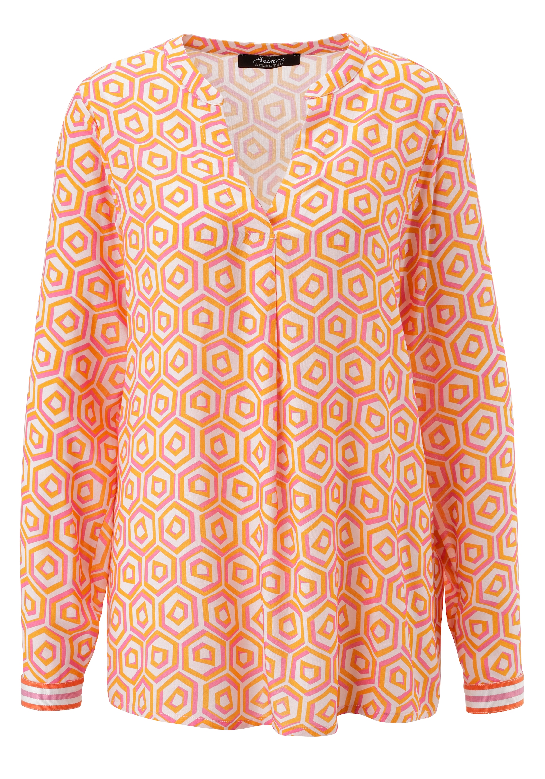 Aniston SELECTED Blouse à enfiler mit angesagter geometrischer Wabenmusterung -NEUE KOLLEKTION