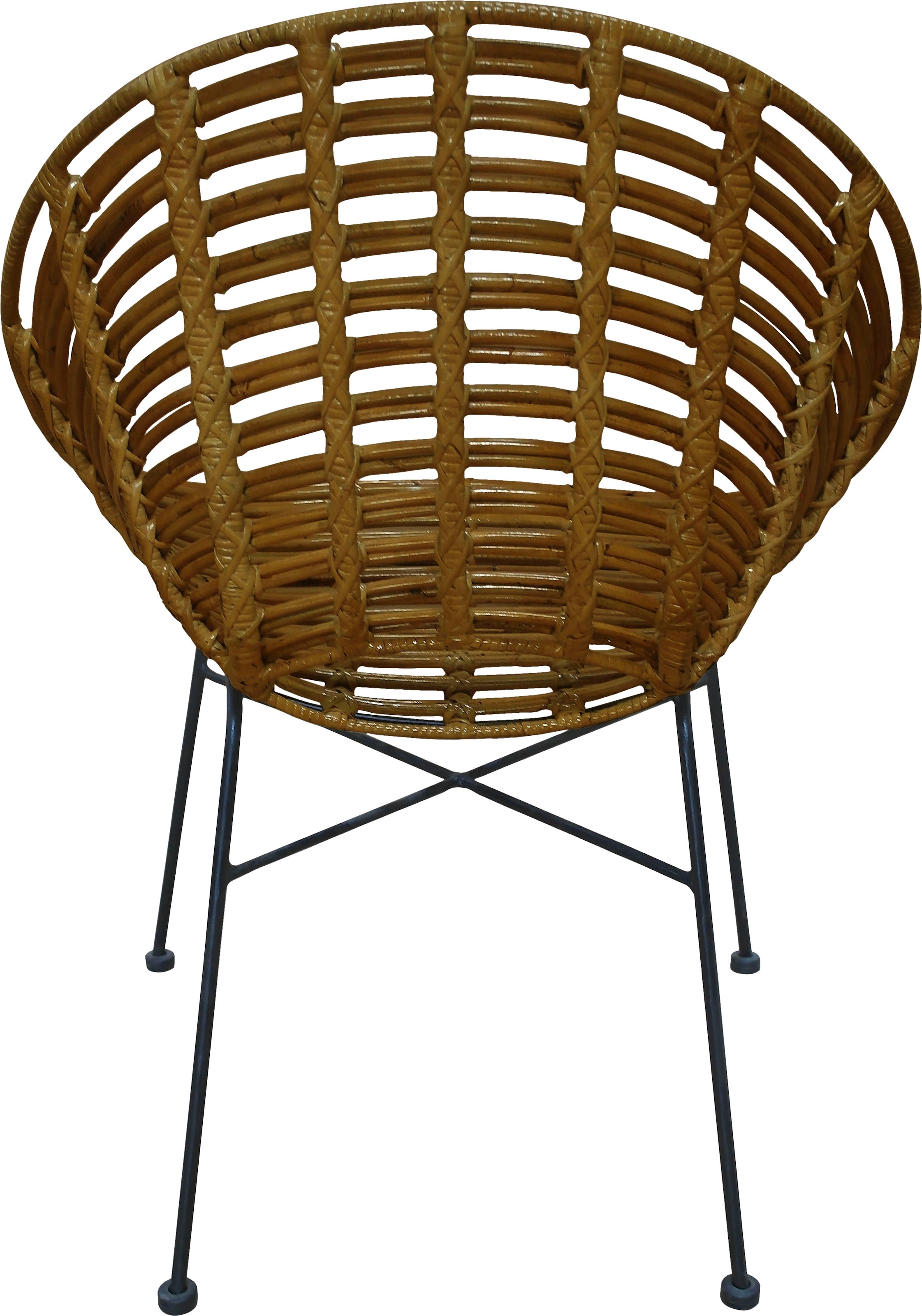 SIT Chaise en rotin »Rundsitz Rattan Metall Schwarz Natur Lounge Design« () 1 cuischaise en rotin avec assise ronde en rotin & métal design lounge