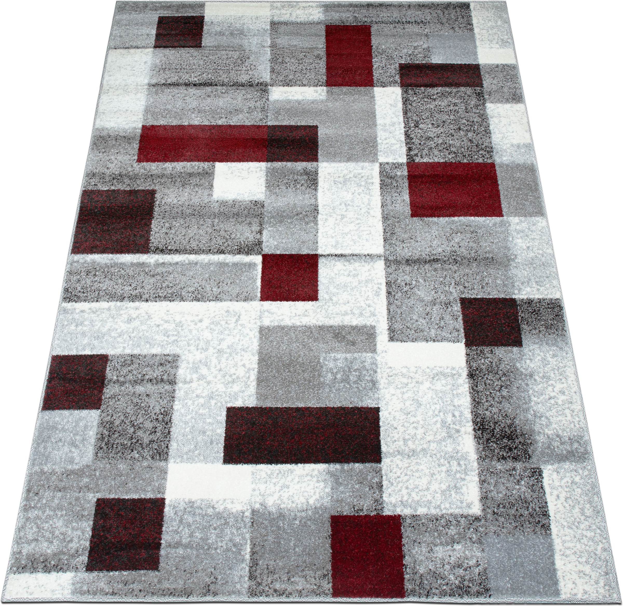 GOODproduct Teppich »Corine« rechteckig 9 mm Höhe mit besonders weichem Flor, Kurzflor, modernes Karo-Design,