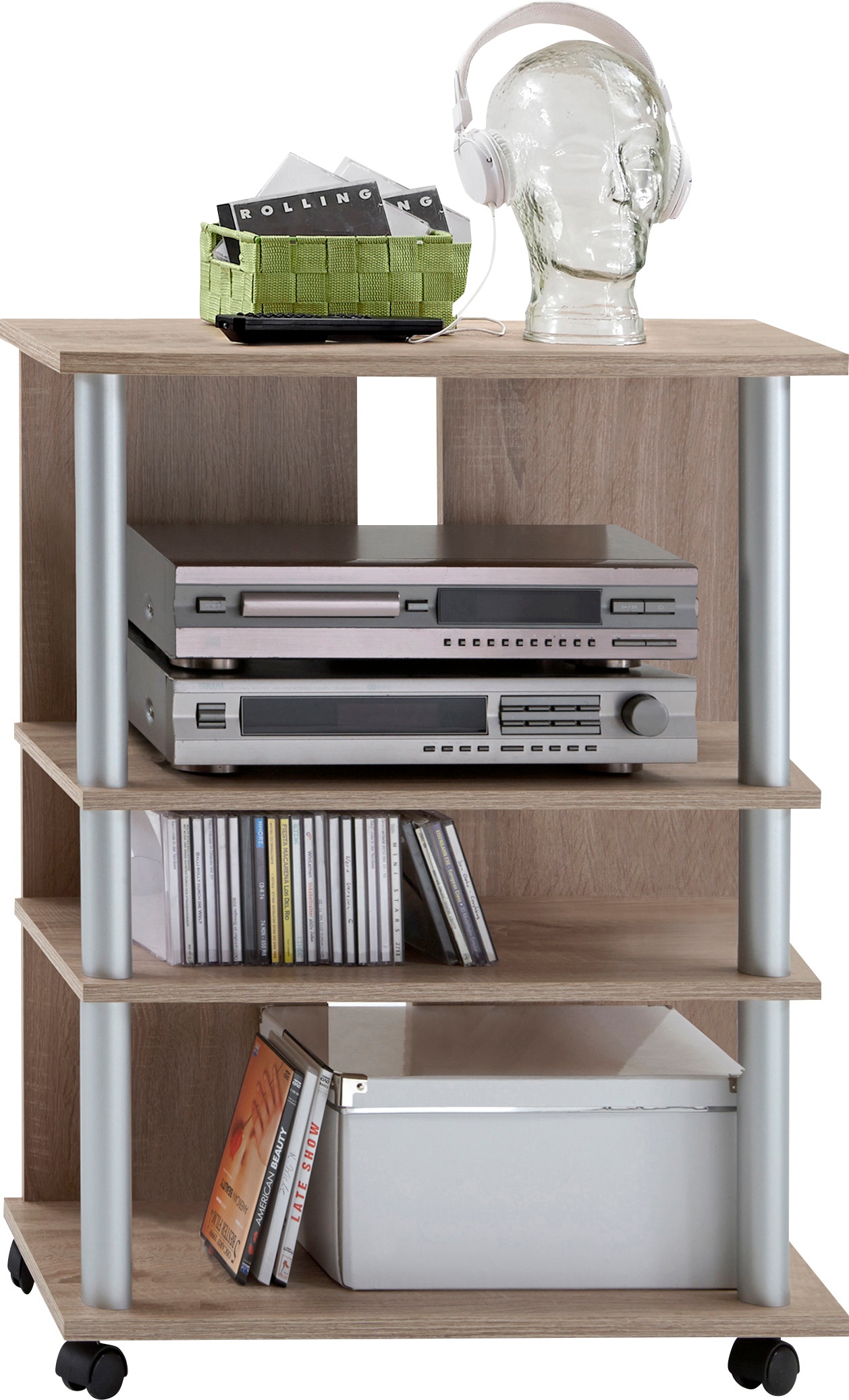 FMD Media-Regal »Variant« Regal auf Rollen, Multimedia, TV, Hifi, 3 Böden, 65 cm breit