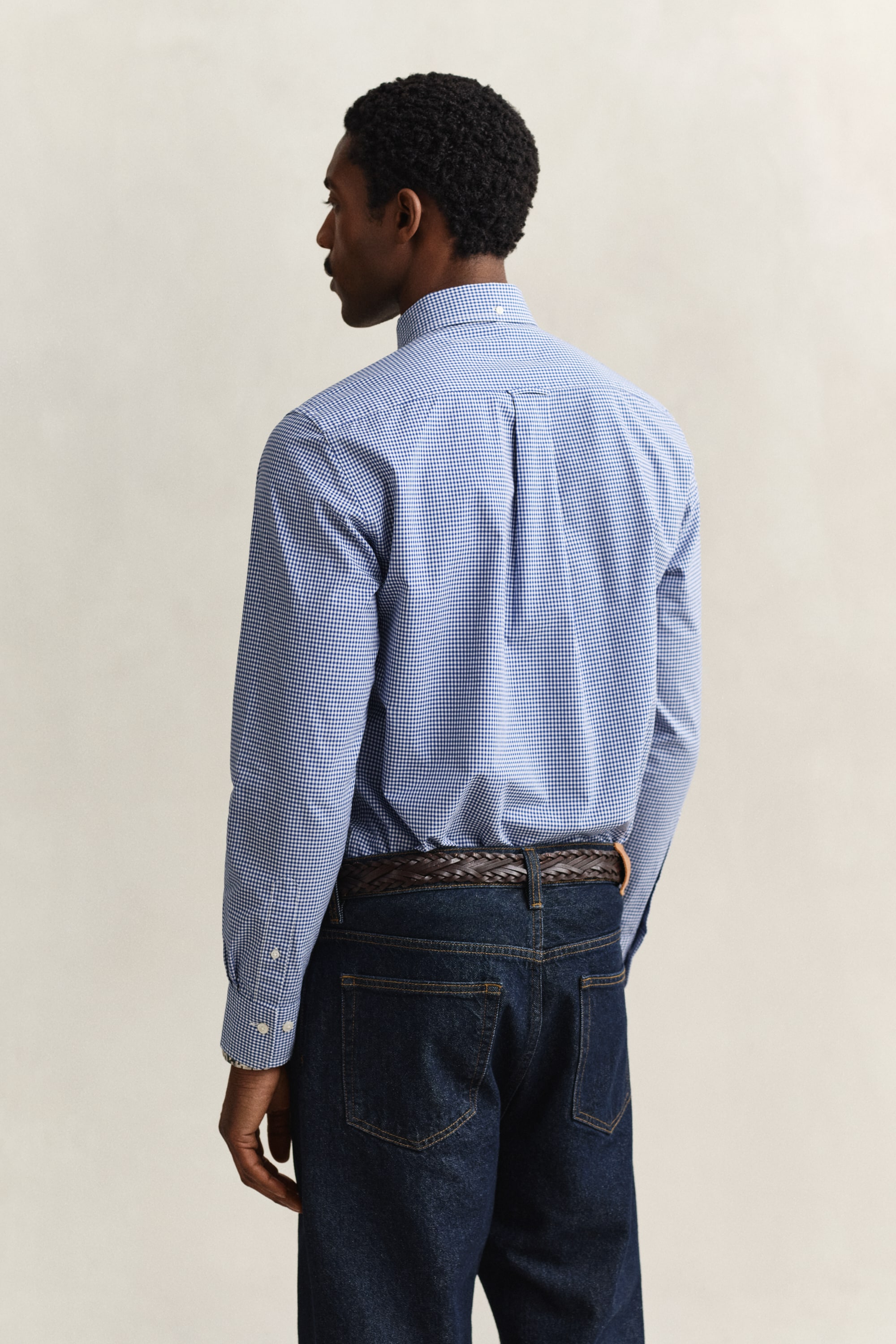Gant Chemise à manches longues »REG CLASSIC POPLIN GINGHAM SHIRT« avec broderie logo, popeline de coton