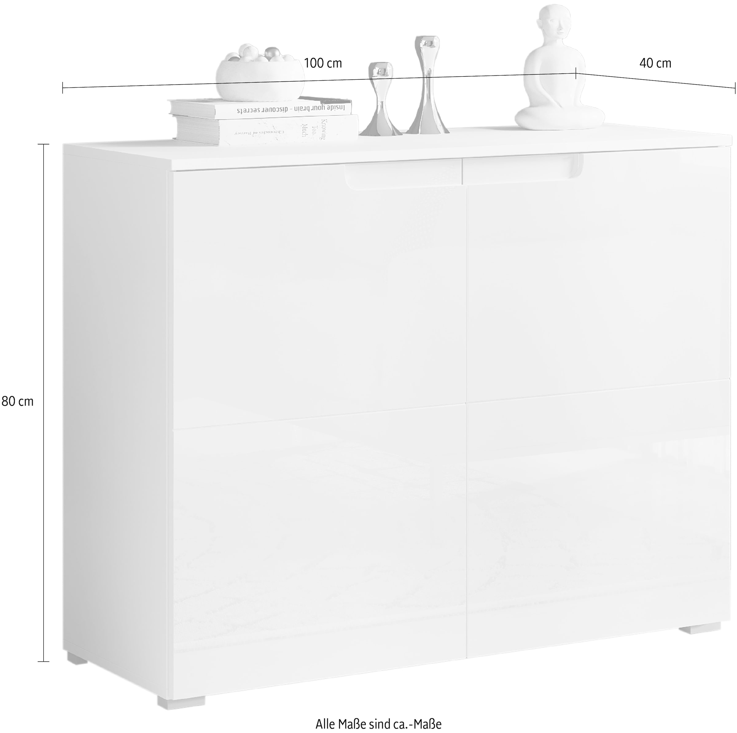 HBZ Kommode »Spice weiss hochglanz, BxHxT 100x80x40 cm« Kommode mit 2 Türen und 2 Einlegeböden