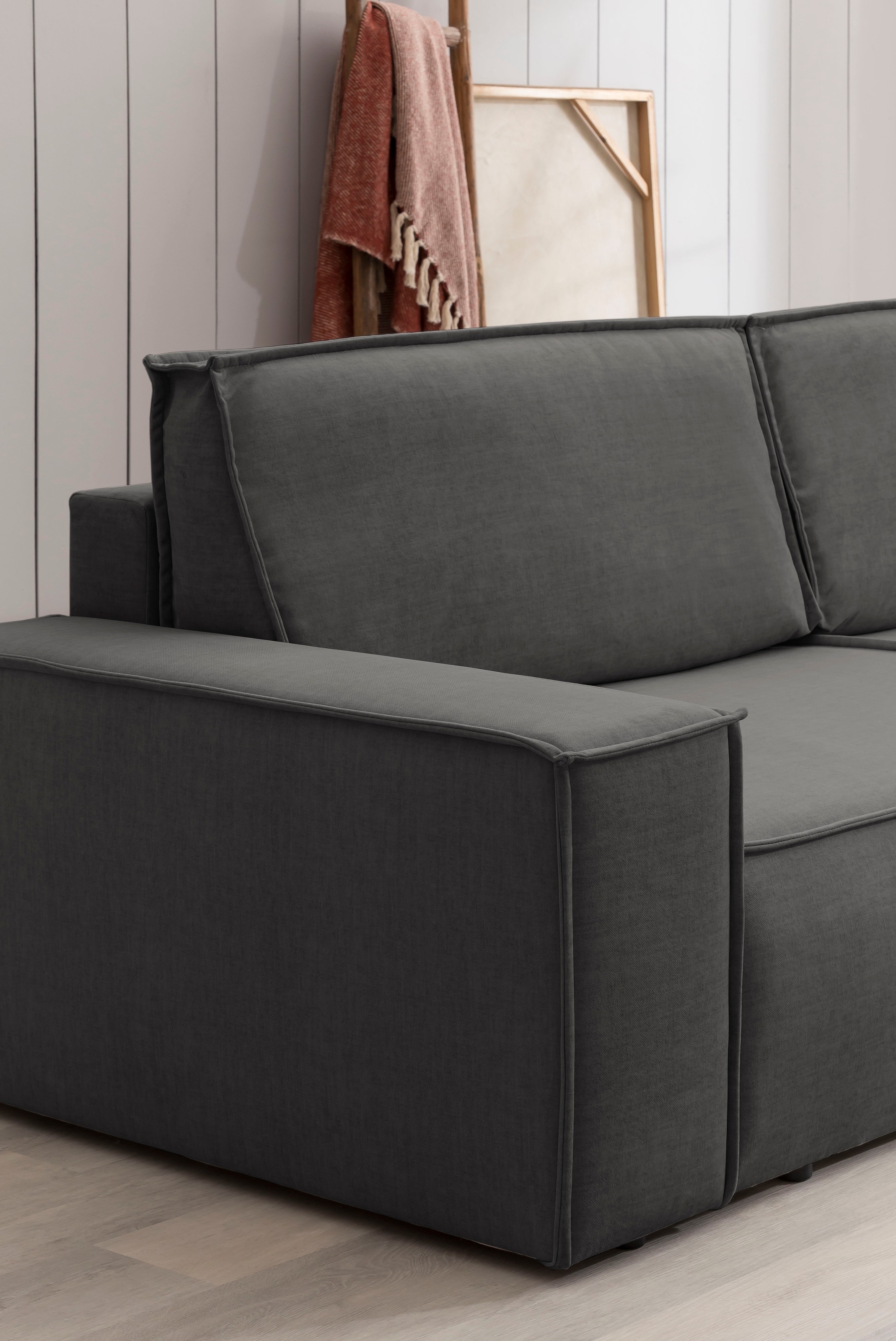 GOODproduct 3-Sitzer »SHERWOOD Samtvelours Schlafsofa (257cm)« Schlaffunktion mit Bettkasten (ca. 136/200cm)