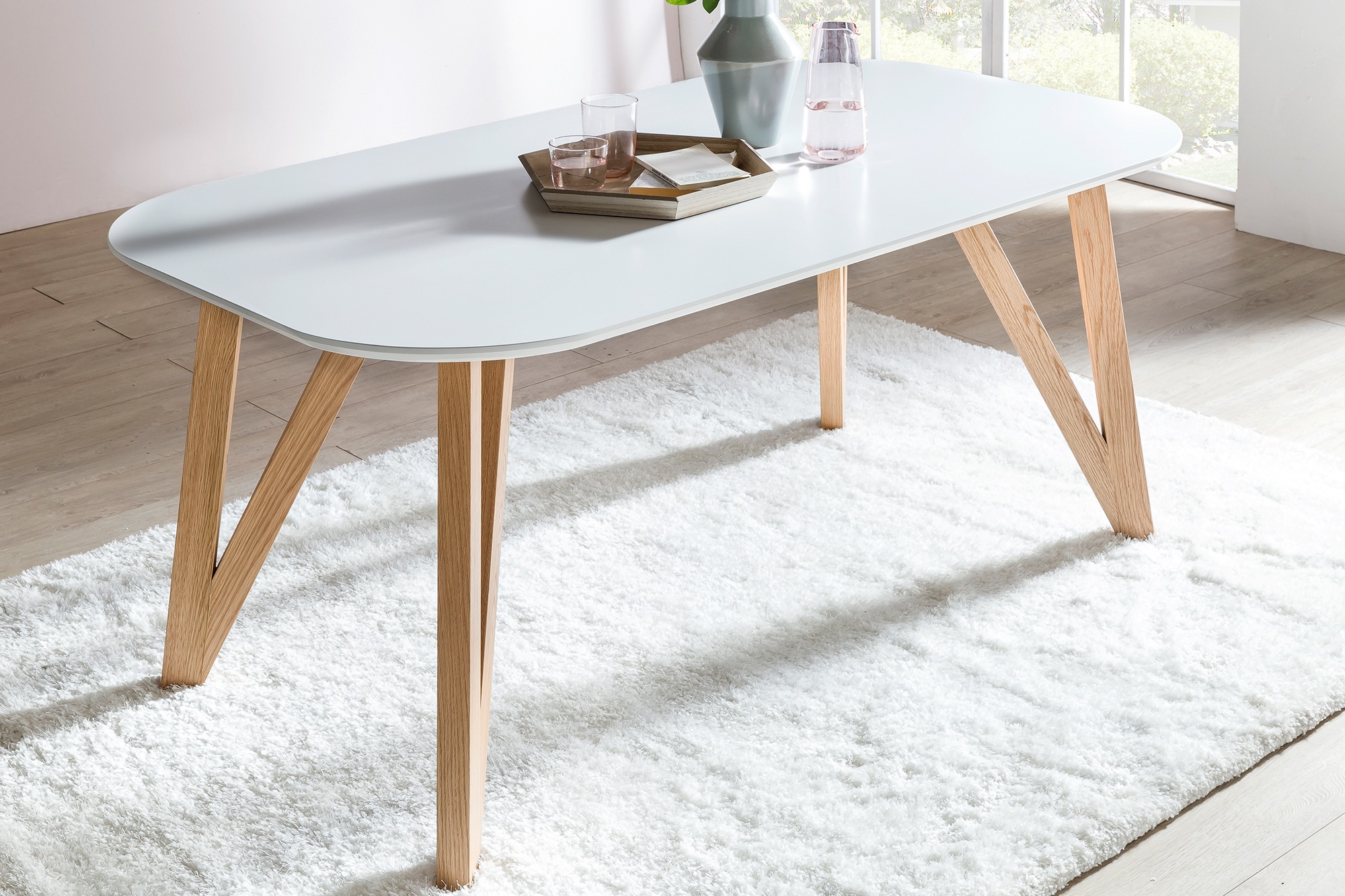 SalesFever Essgruppe »Eleganter Tisch inkl. Stühle« 5-teilige Samtverlours-Sitzgruppe, drehbare Stühle, 180cm Tischbreite