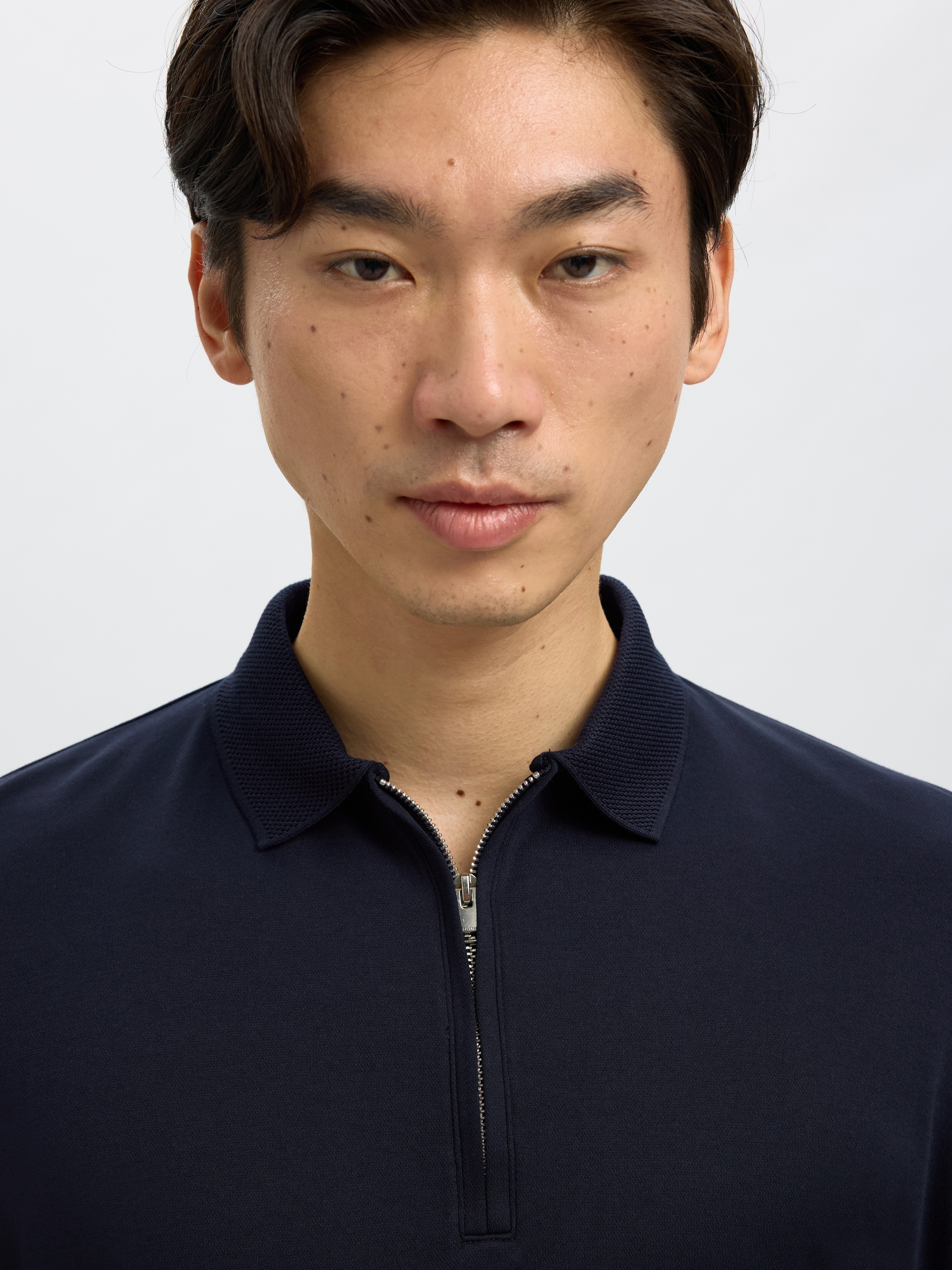 SELECTED Poloshirt »SLHFAVE ZIP SS POLO NOOS« Baumwollmischung, regular fit