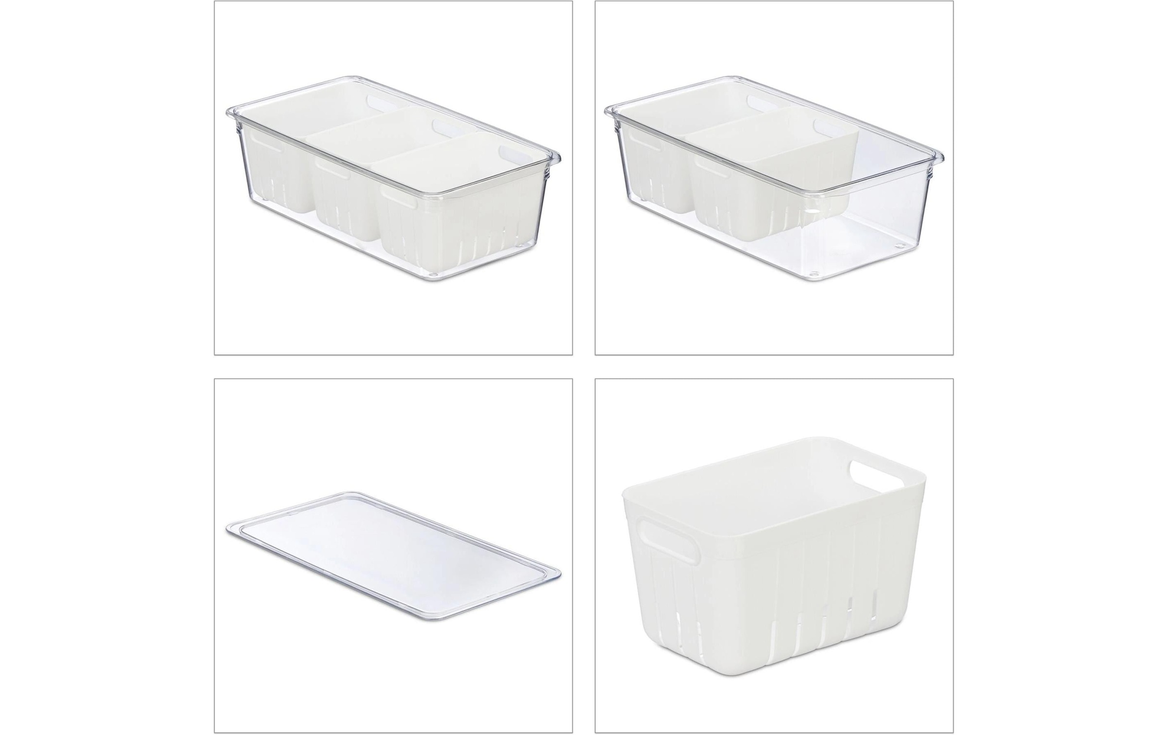 relaxdays Organiseur »600 g, 3 Stück, Transparent/Weiss«