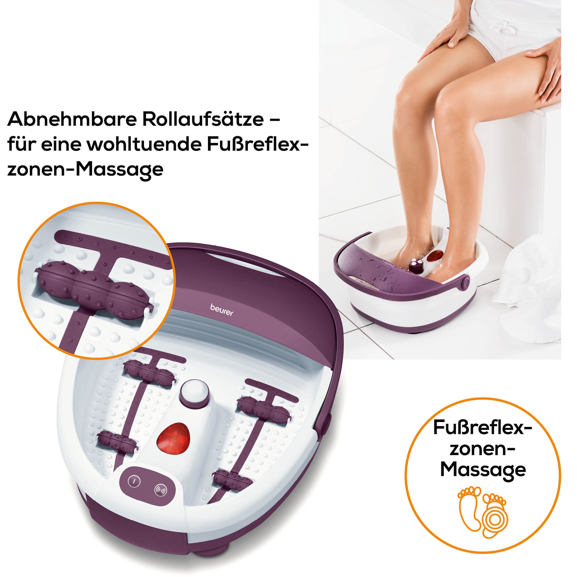 BEURER Fussbad »FB 21 mit Vibrations- und Sprudelmassagen für Fusswellness zuhause« Mit praktischem Tragegriff und zuschaltbarer Wärmefunktion