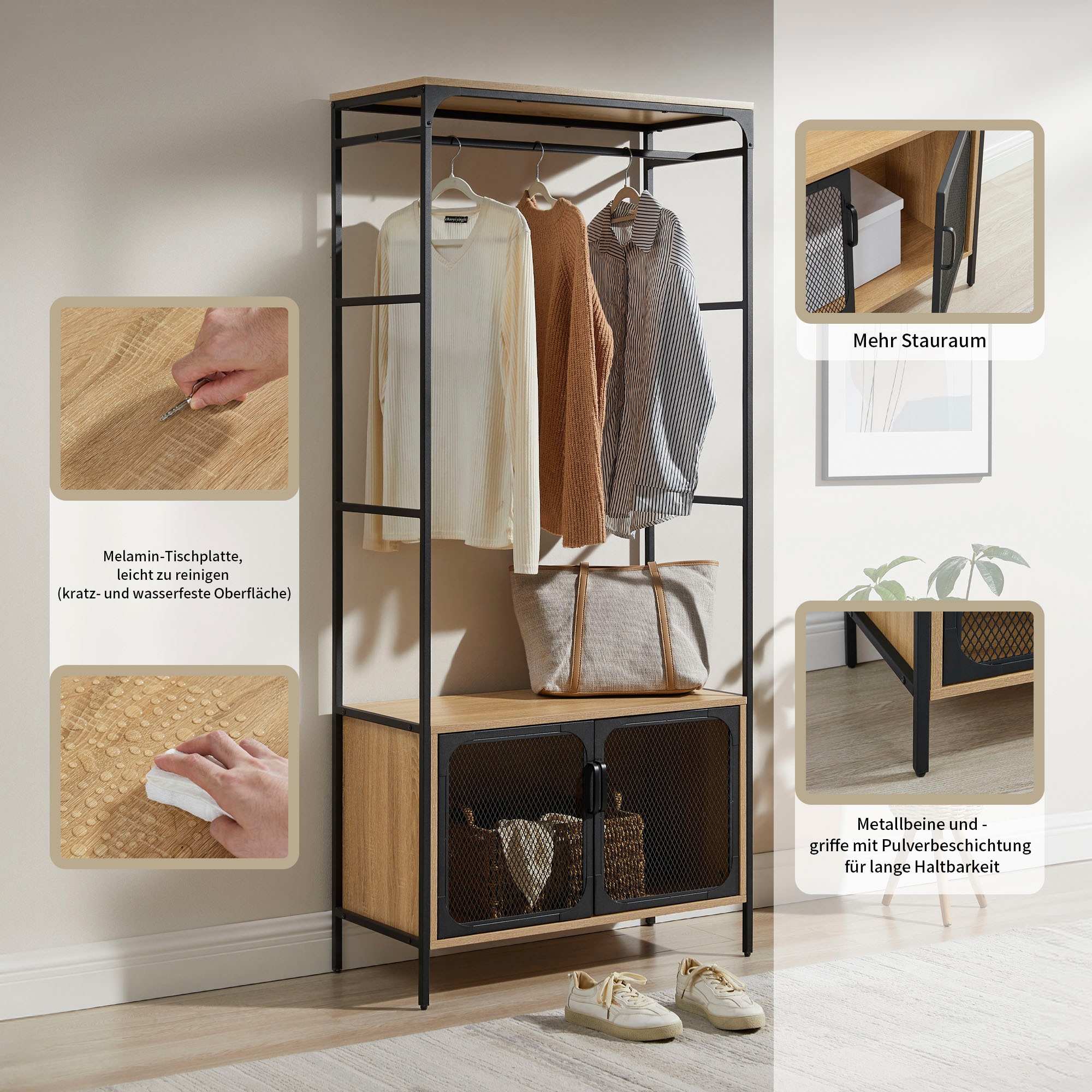 GOODproduct Étagère »Amance« robust, natürliche Materialien, Metallgestell, Höhe 177 cm