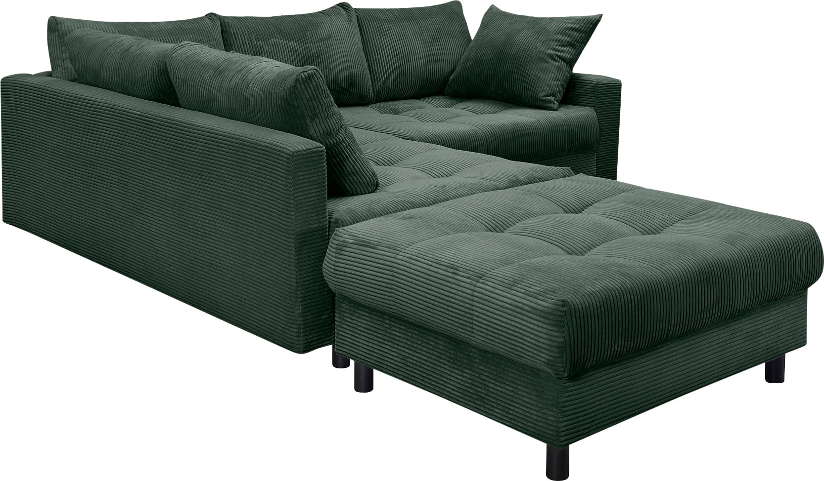COLLECTION AB Canapé d'angle »Toni L-Form, B: 215 cm« ensemble : canapé & pouf, 2 coussins décoratifs, ressorts ensachés