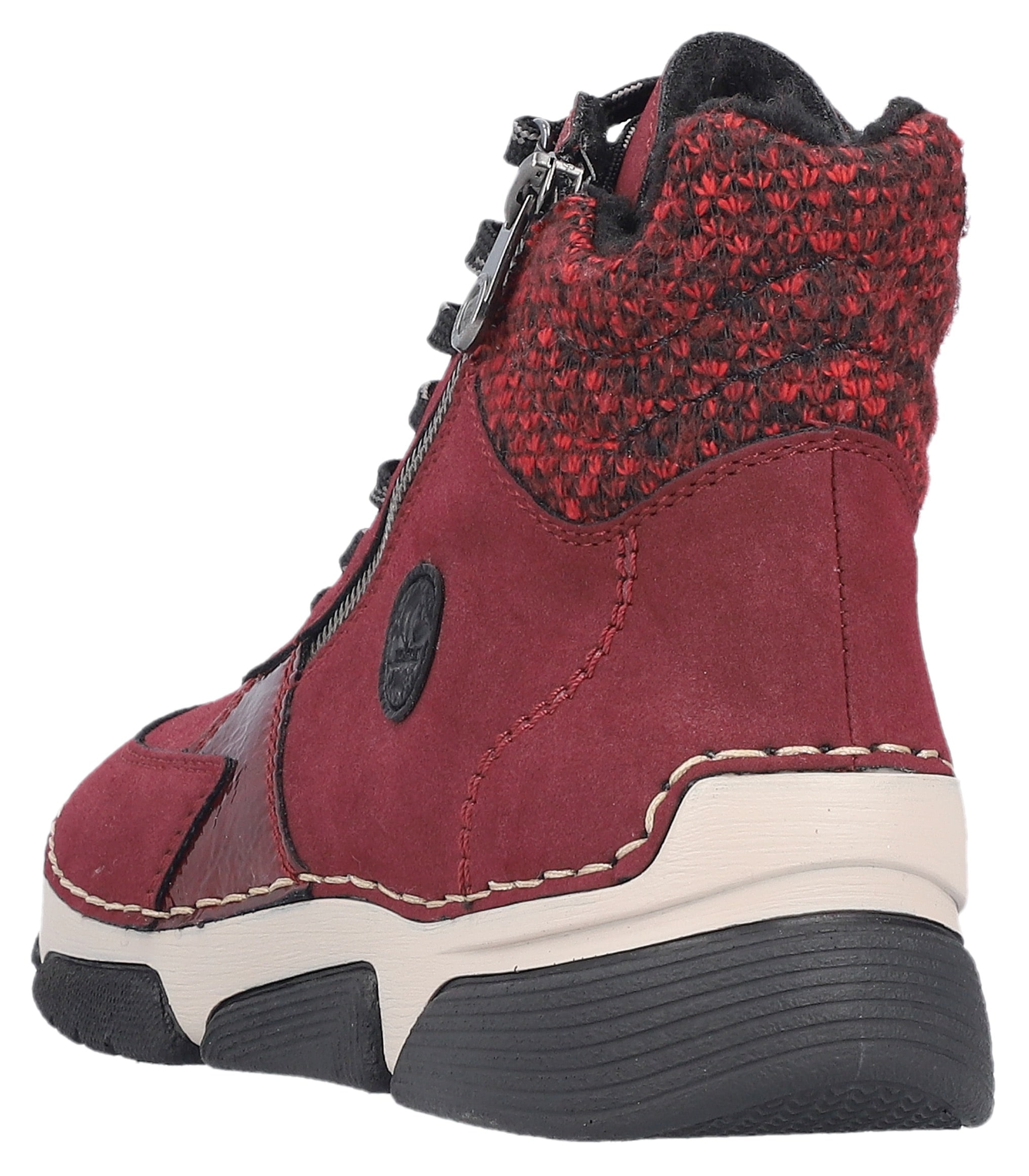 Rieker Bottes d'hiver  Bottines à lacets, boots à lacets avec garniture textile au bord du col