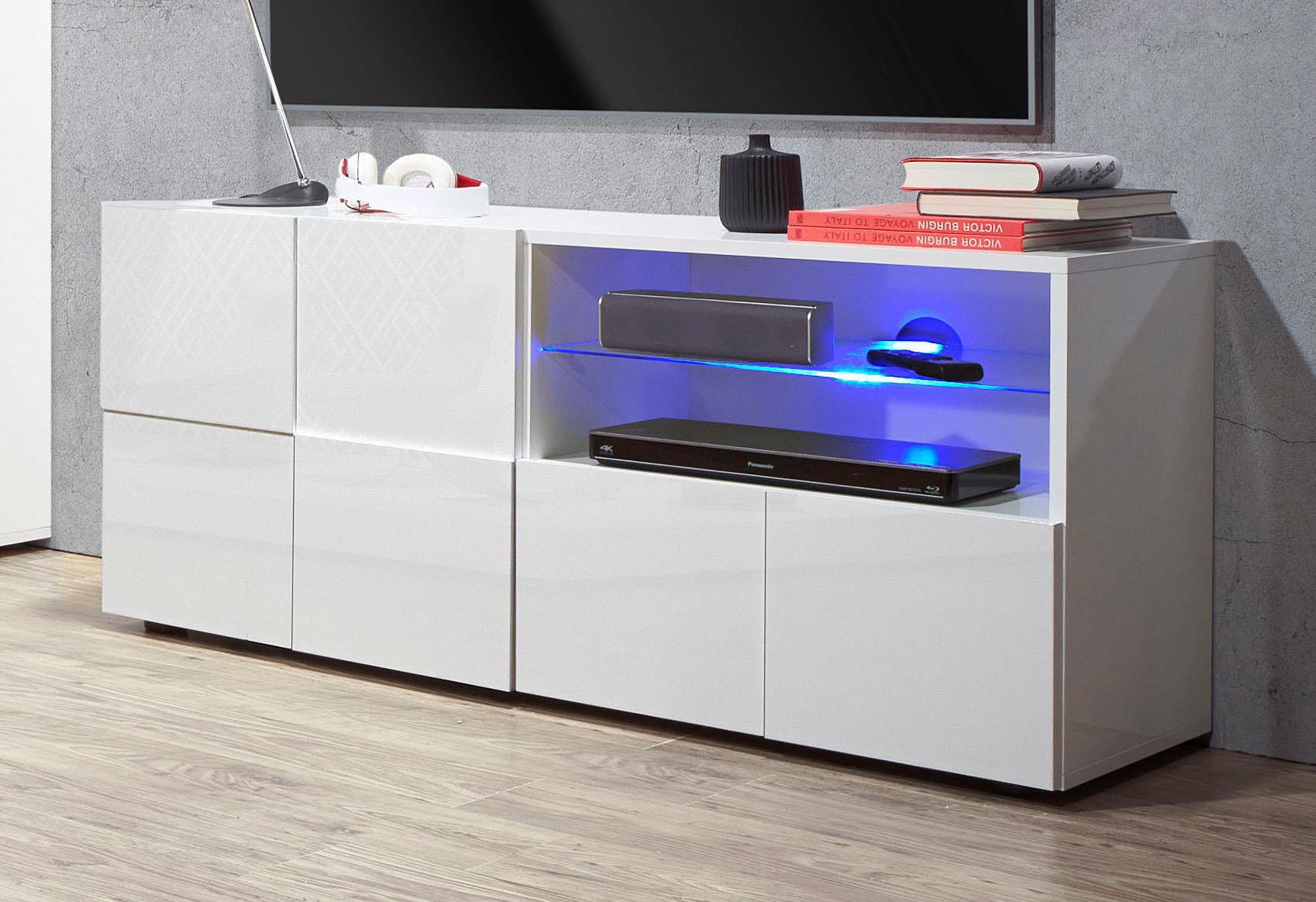 INOSIGN Lowboard »Dama Breite 121 cm, TV-Board 1 Tür, 1 Schubkasten, TV-Schrank« Front in 3D-Optik, grifflos, verschiedene Farben