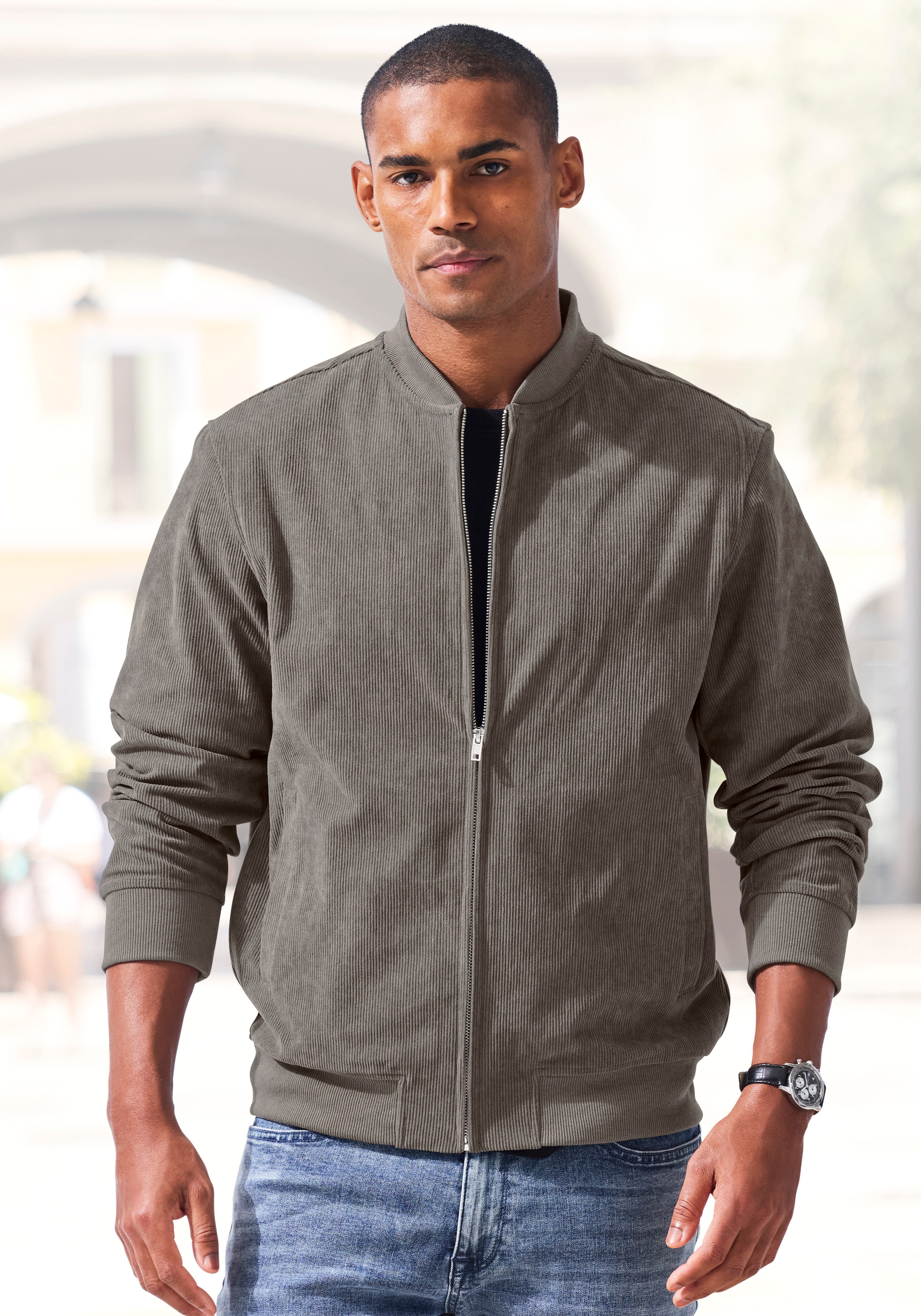 H.I.S Cordjacke »- Blouson mit Reissverschluss« , Pilotenjacke / Übergangsjacke aus Cord, regular fit