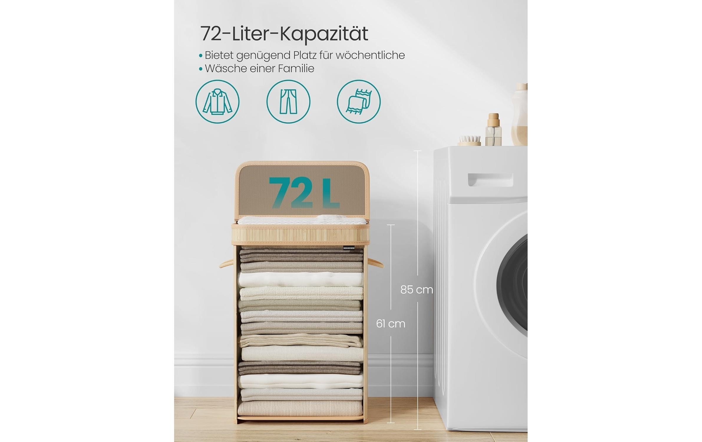 SONGMICS Panier à linge »Bambus 72 l«