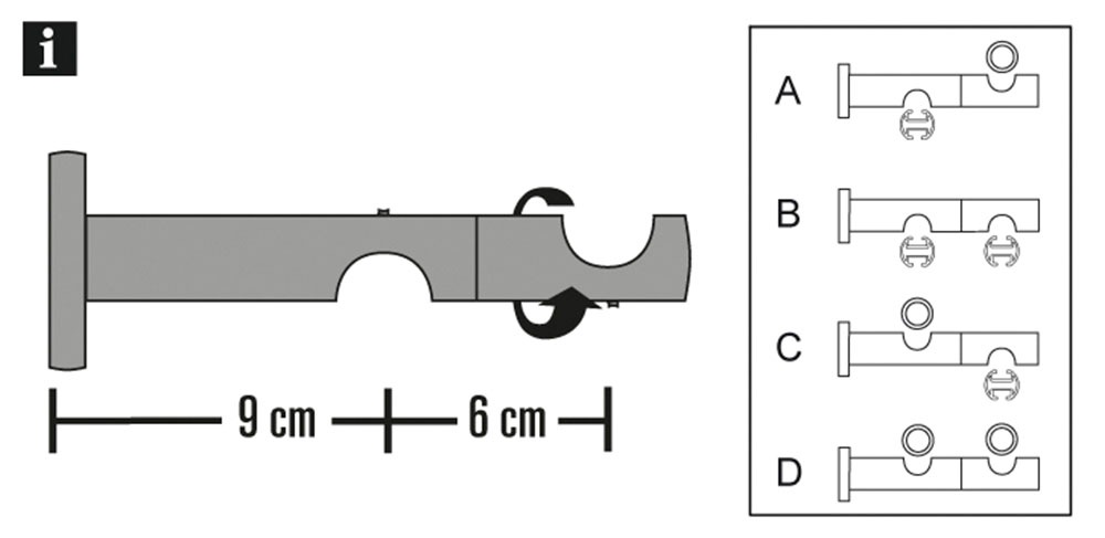 GARDINIA Kombiträger »Kira 2-Lauf offen« Serie Gardinenstange Kira